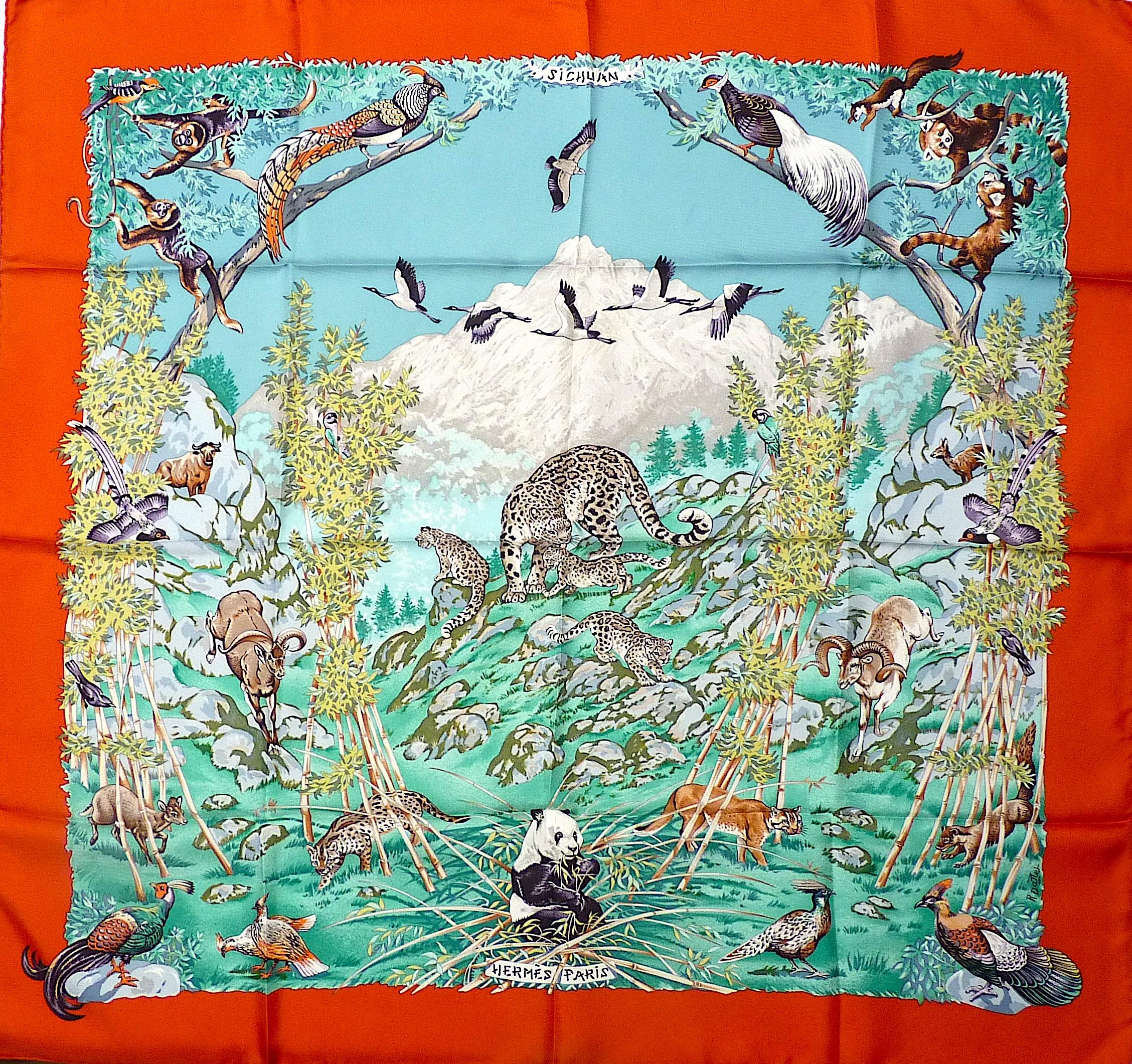 Very rare Hermes Silk Scarf  with Hermes Box 