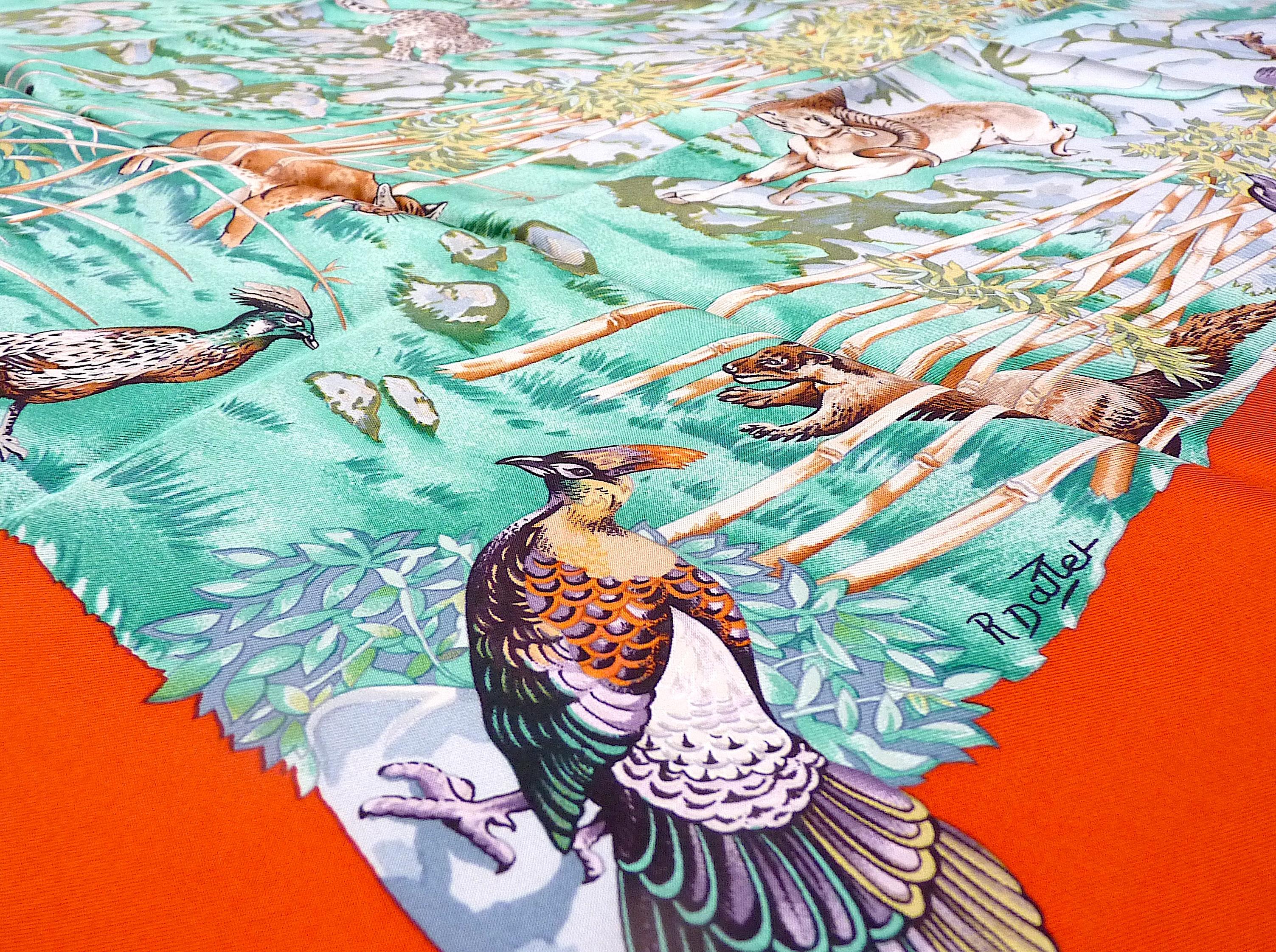 Rare Hermes Scarf SICHUAN By Robert Dallet in the 90s In Excellent Condition For Sale In CHAMPEAUX-SUR-SARTHE, FR