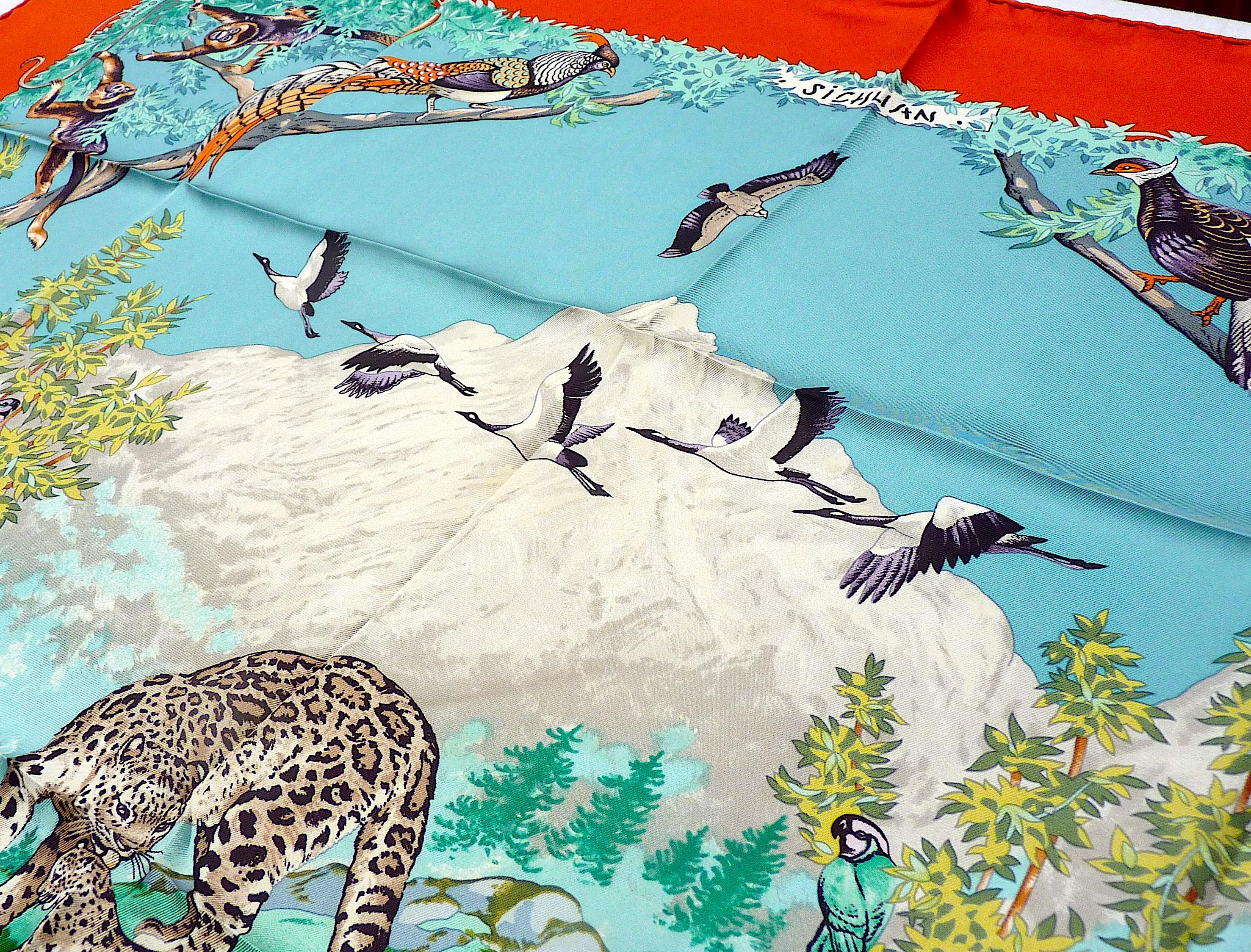 Rare Hermes Scarf SICHUAN By Robert Dallet in the 90s For Sale 3