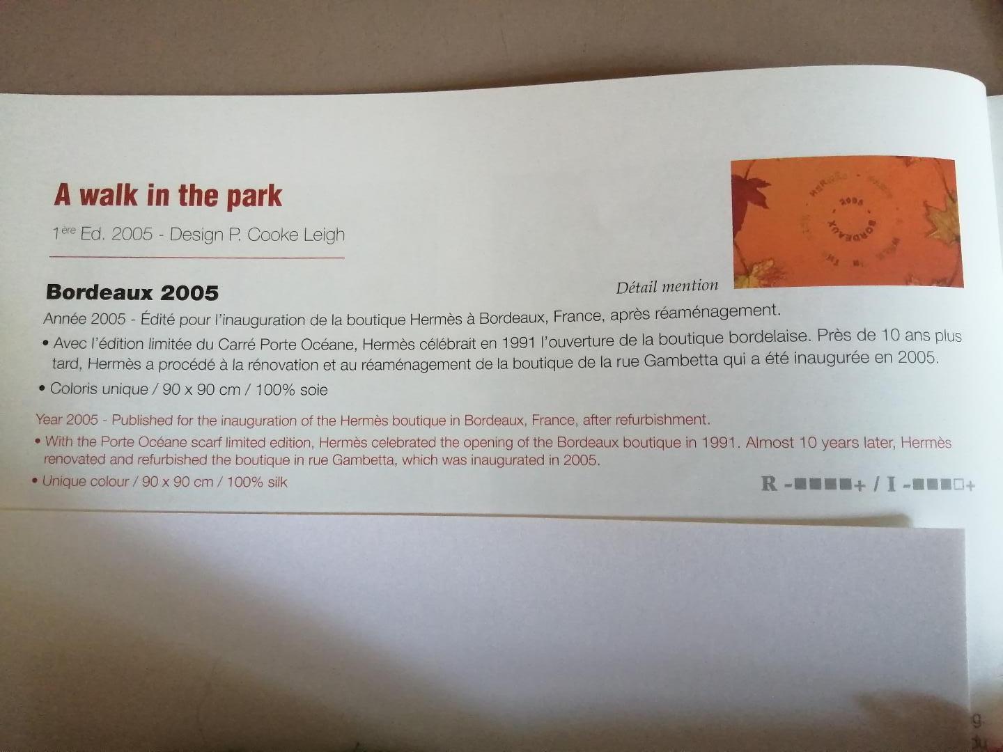 Rare Hermes Scarf Special Edition A Walk in the Park Special Edition Bordeaux 5