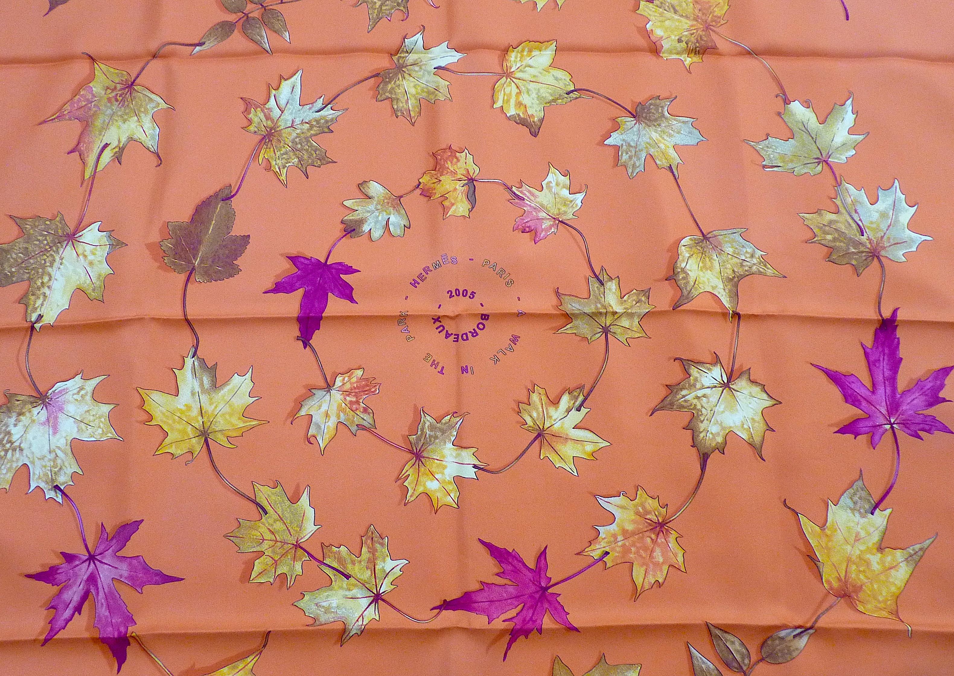 Women's or Men's Rare Hermes Scarf Special Edition A Walk in the Park Special Edition Bordeaux