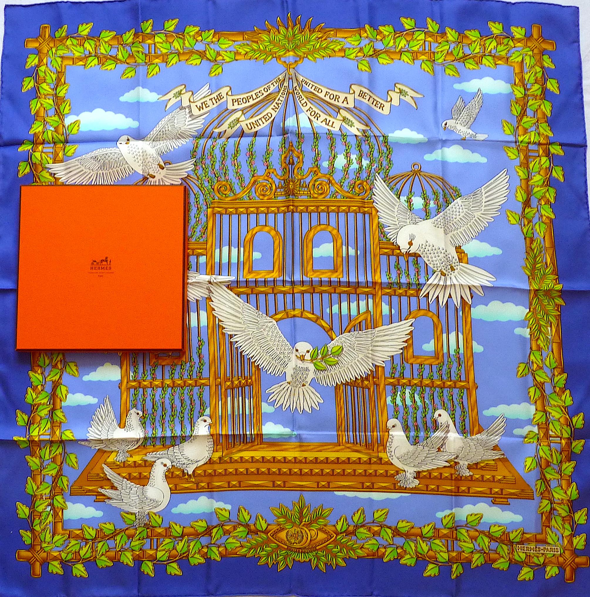 Rare Hermes Scarf Special Edition Envol, Perfect Condition with Box For Sale 7