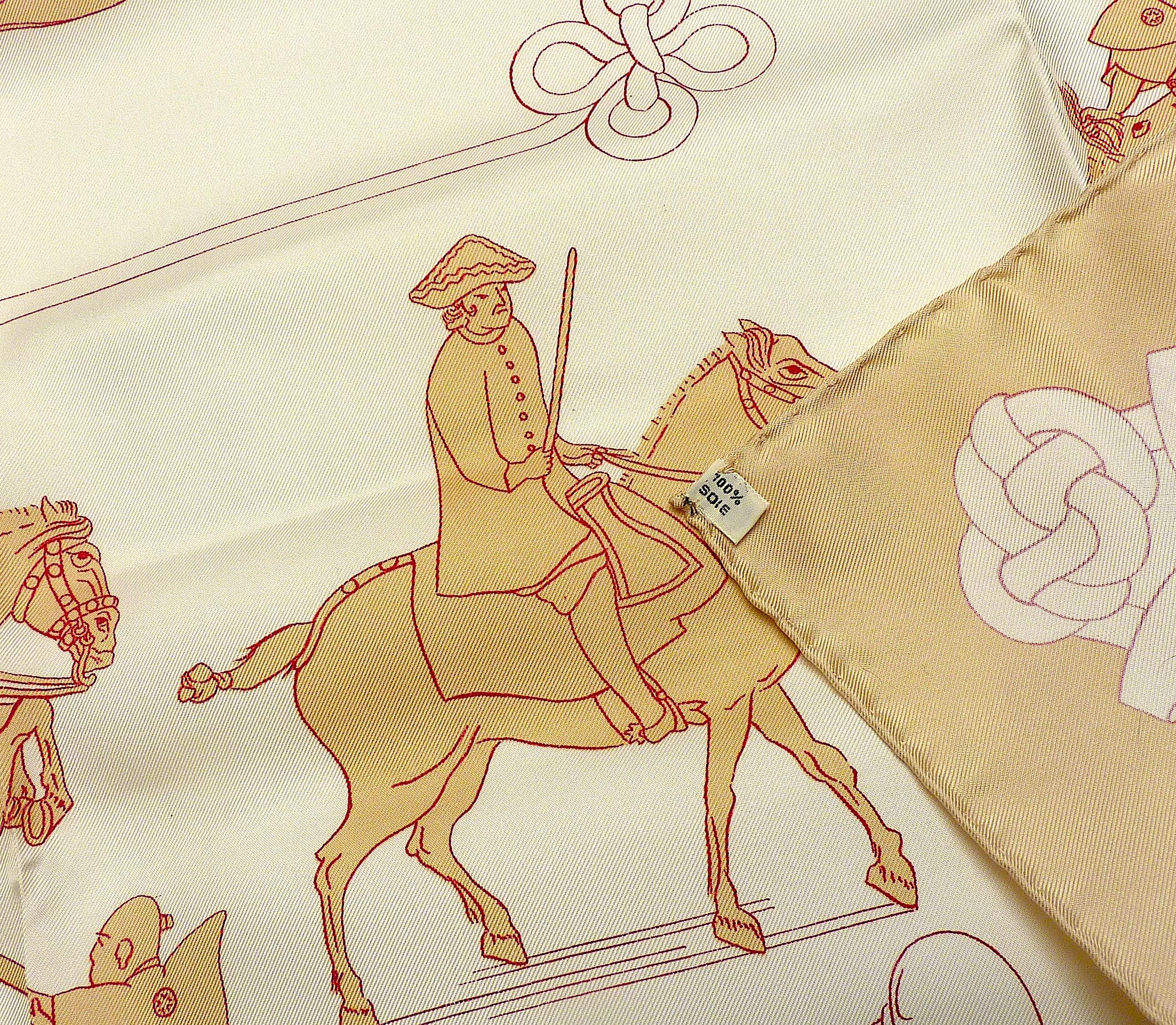 Rara Bufanda Hermes Edición Especial Equitación Japonesa Impresa para Hermes Japón en venta 3