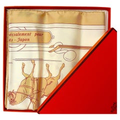 Rare Hermes Scarf Special Edition Equitation Japonaise Printed for Hermes Japan