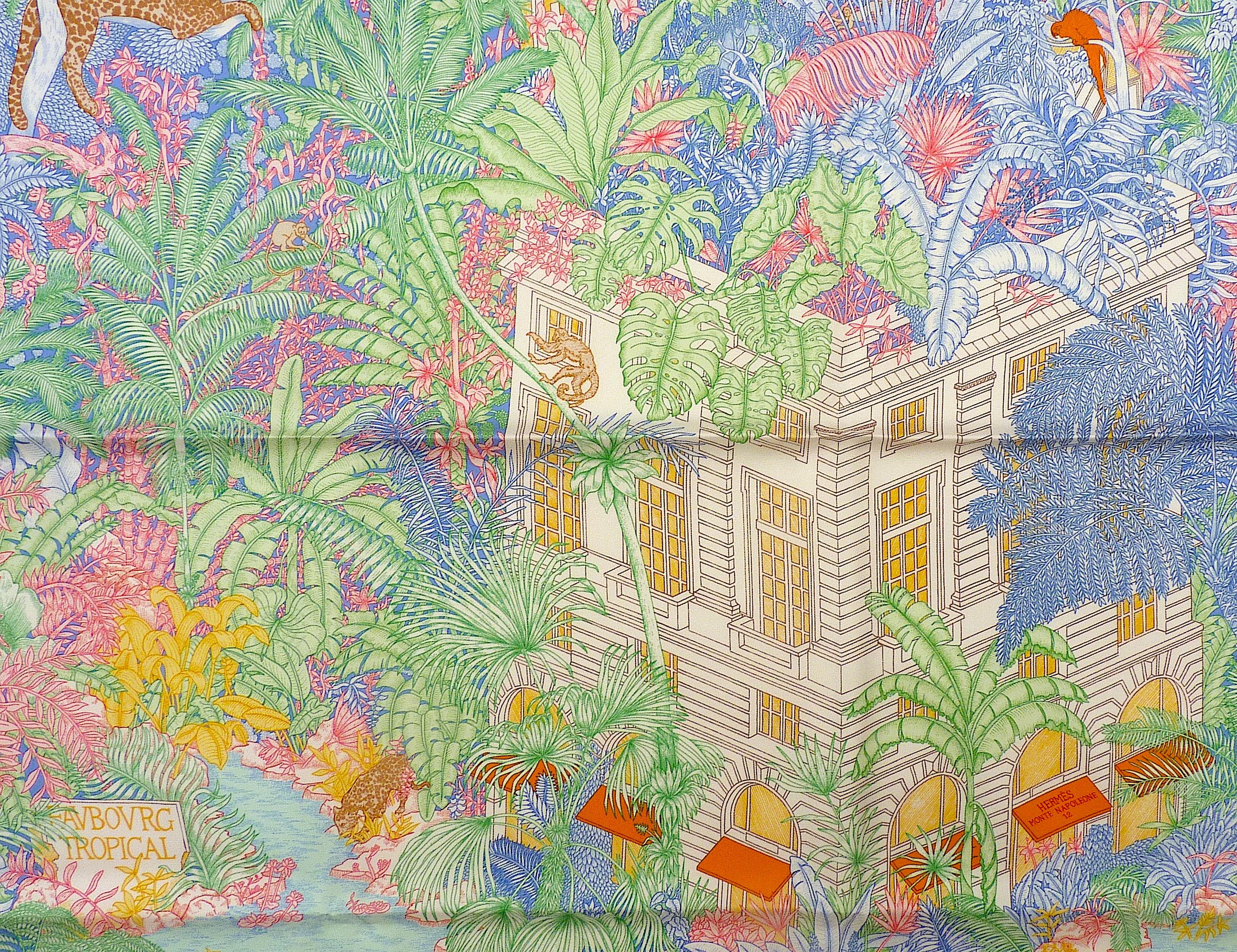 Rare Hermes Scarf Special Edition Faubourg Tropical For Hermes Milano Store 2021 1
