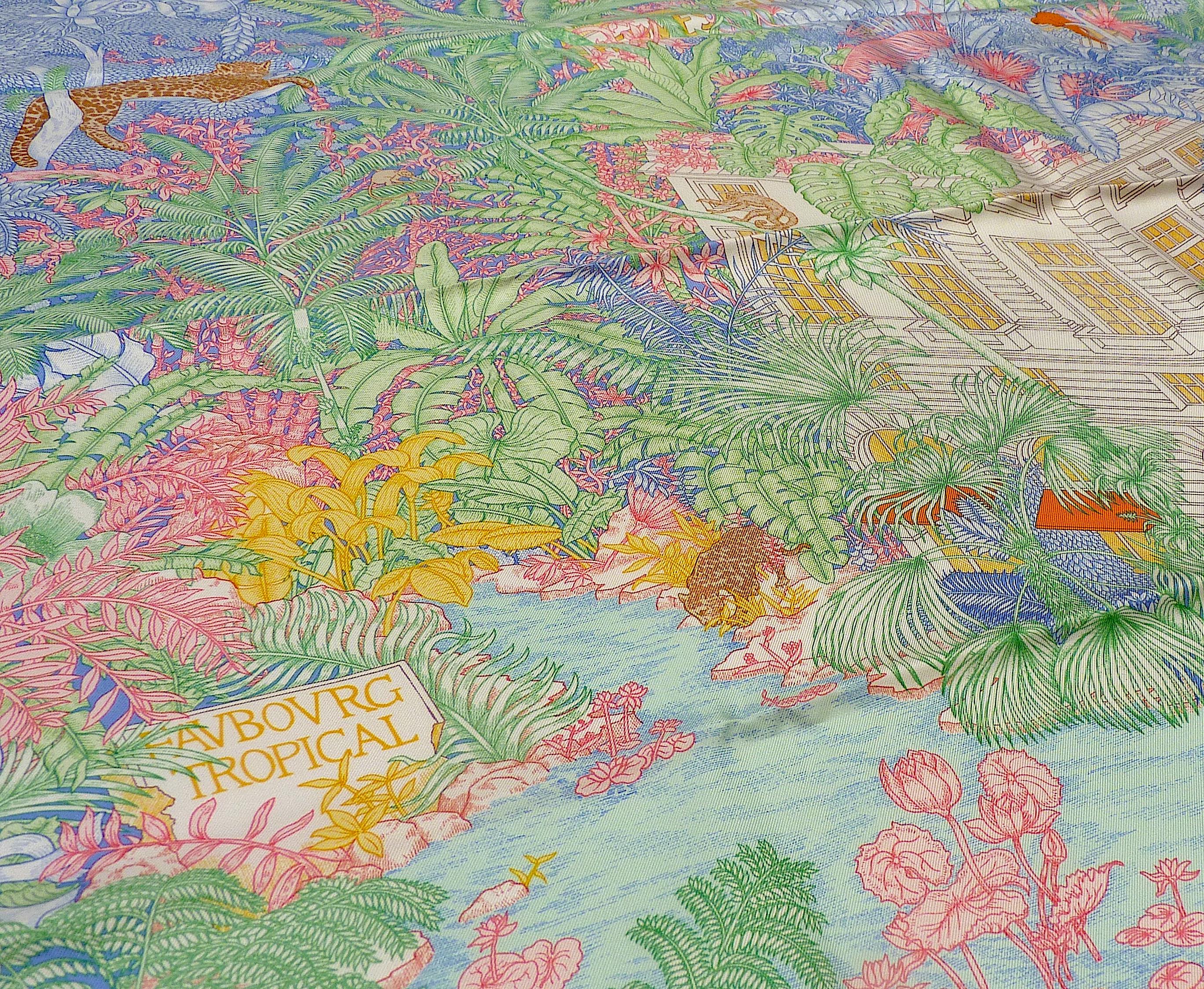 Rare Hermes Scarf Special Edition Faubourg Tropical For Hermes Milano Store 2021 2