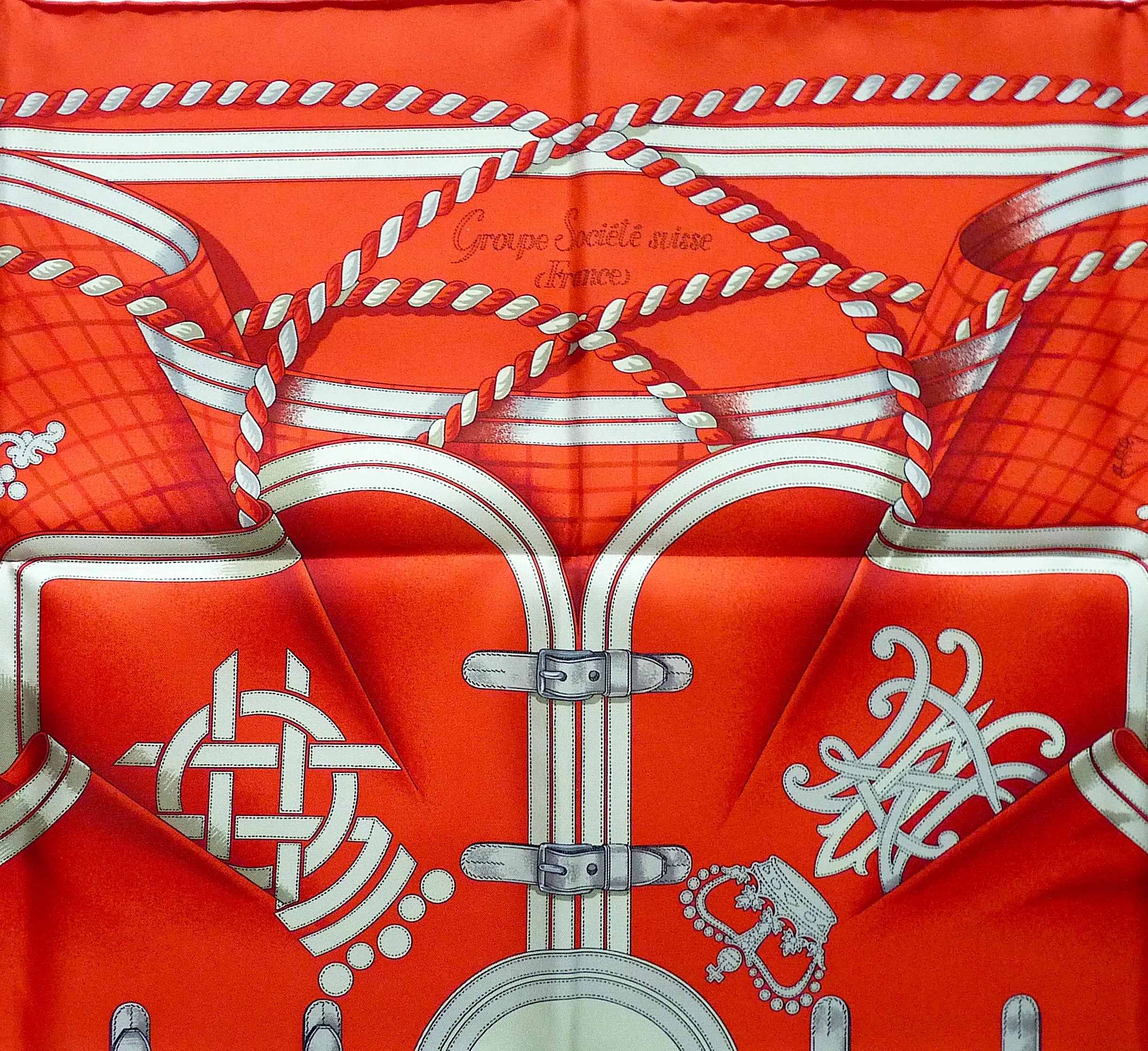 Women's or Men's Rare Hermes Scarf Special Edition For The Centenary of Société Suisse 1998