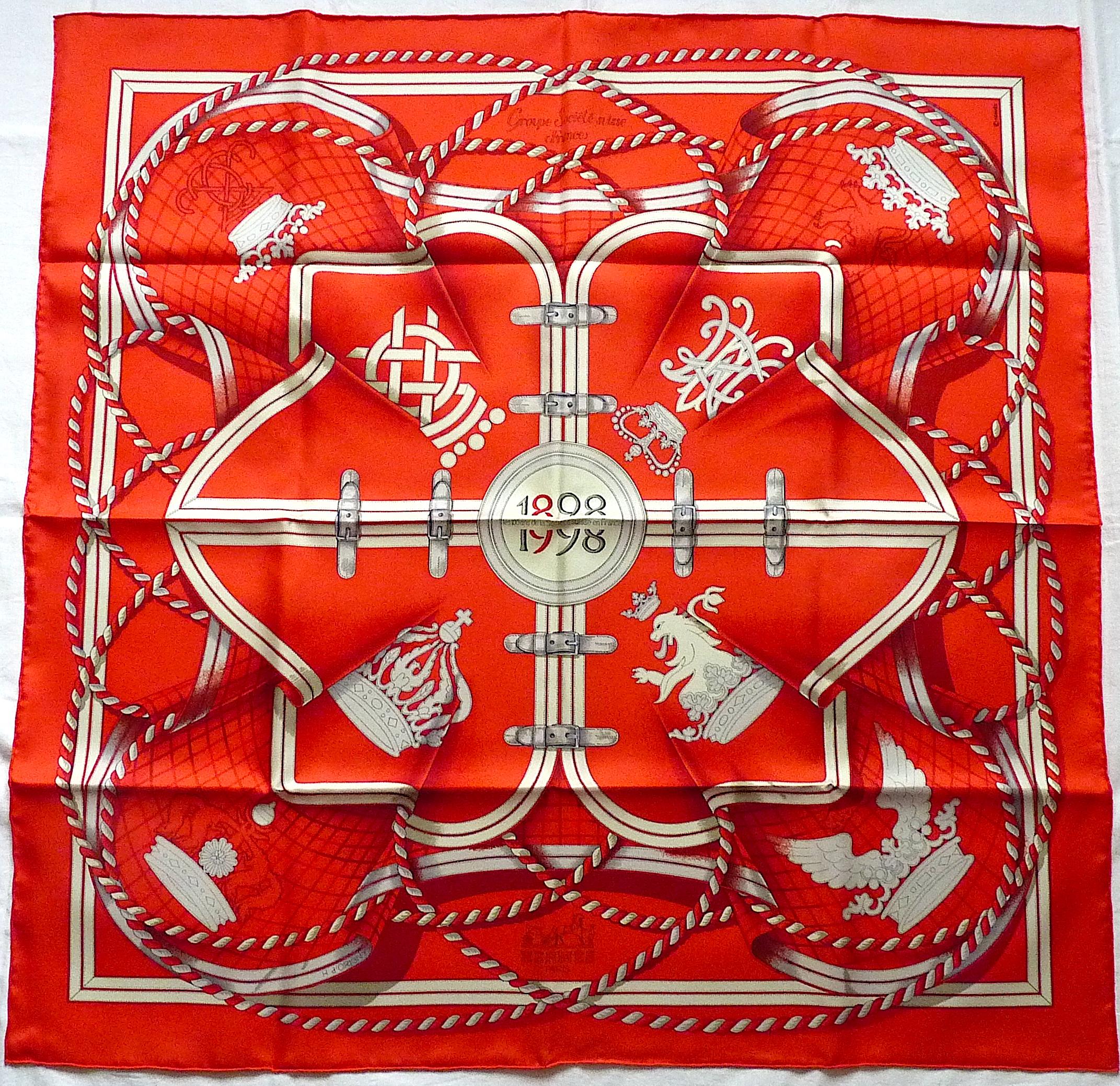 Rare Hermes Scarf Special Edition For The Centenary of Société Suisse 1998 2