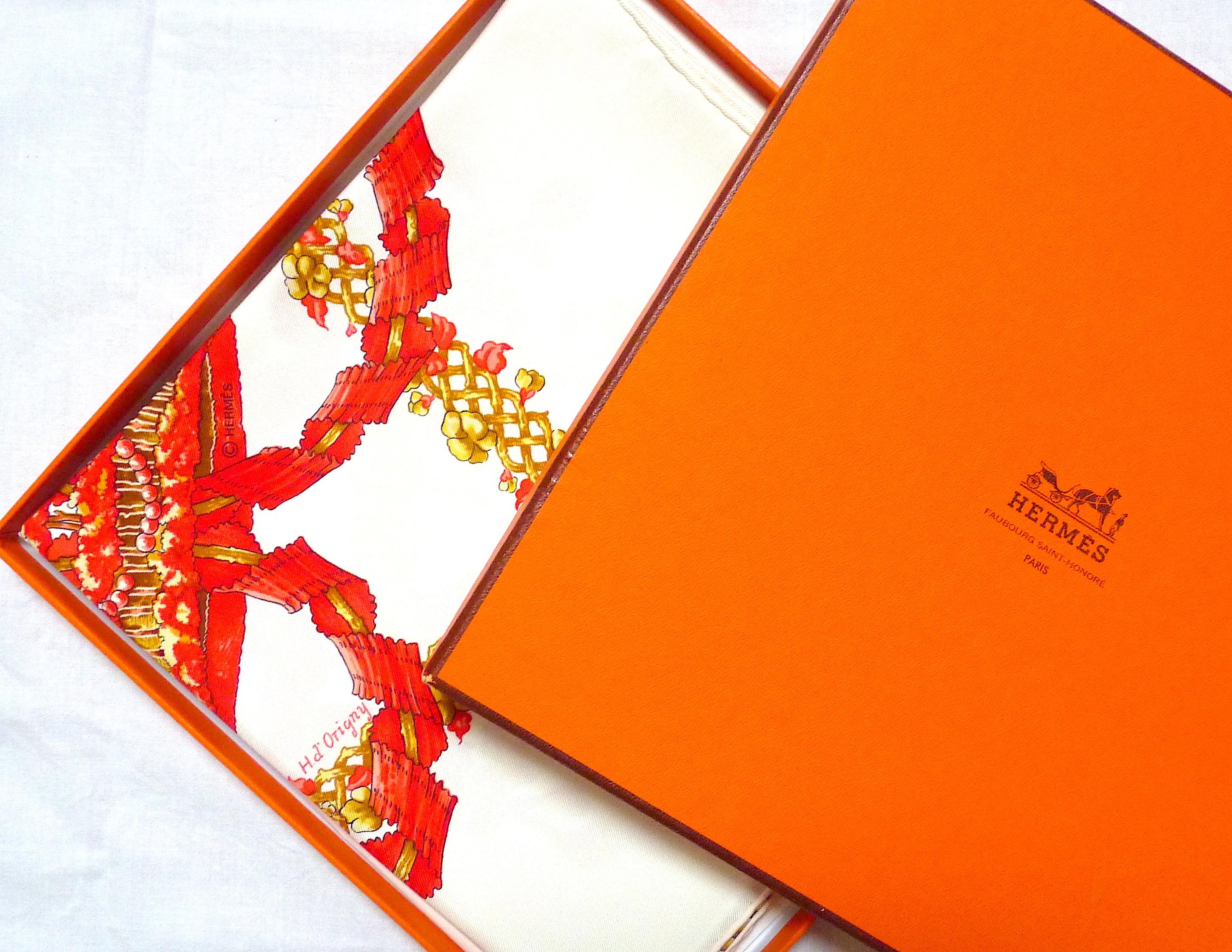 Beige Rare Hermes Scarf Special Edition Mumm Cordon Rouge BNIB For Sale