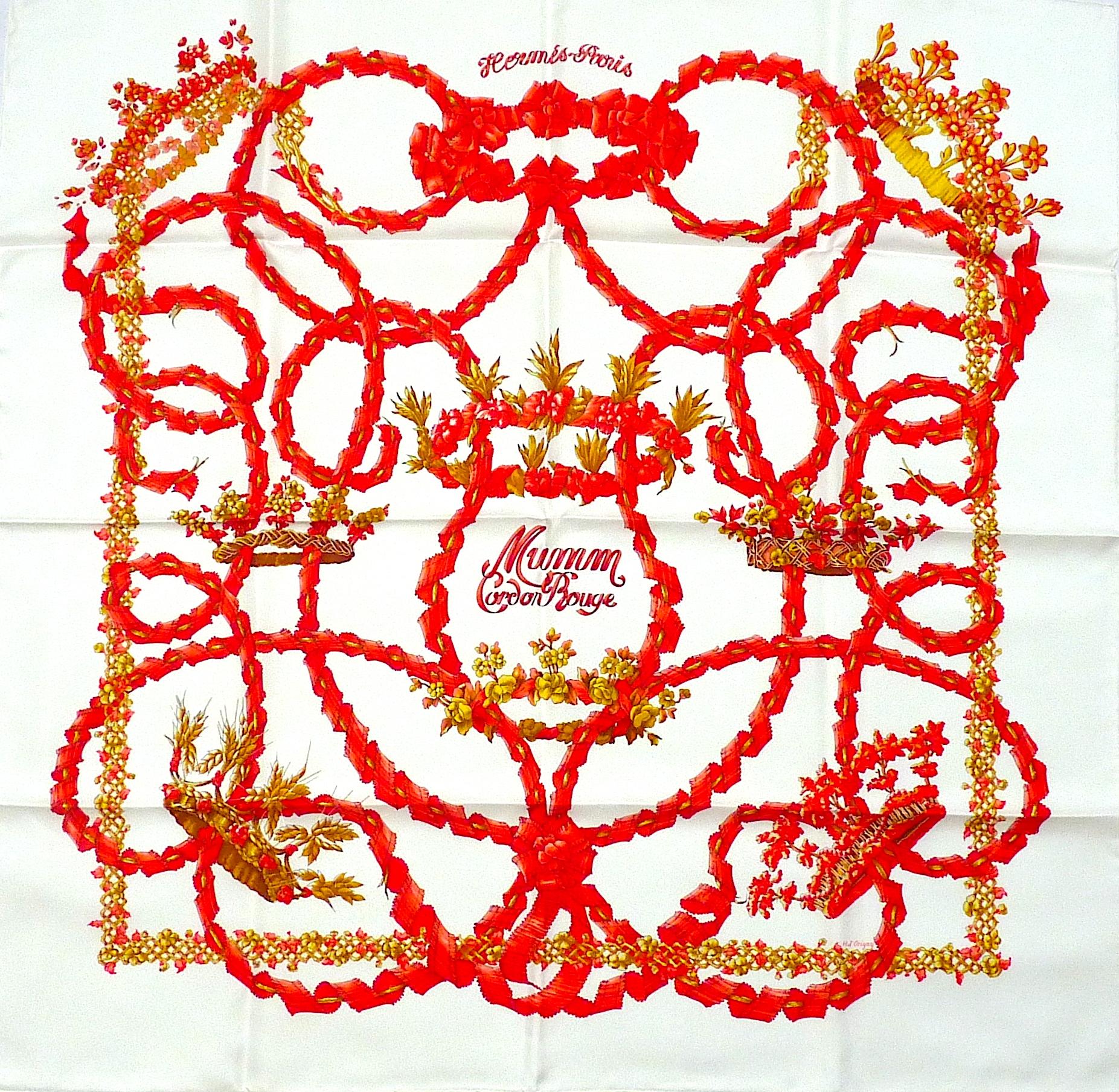 Rare Hermes Scarf Special Edition Mumm Cordon Rouge BNIB For Sale 2