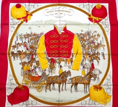 Rare Hermes Scarf Special Edition On Epsom Downs "Société d'Encouragement"