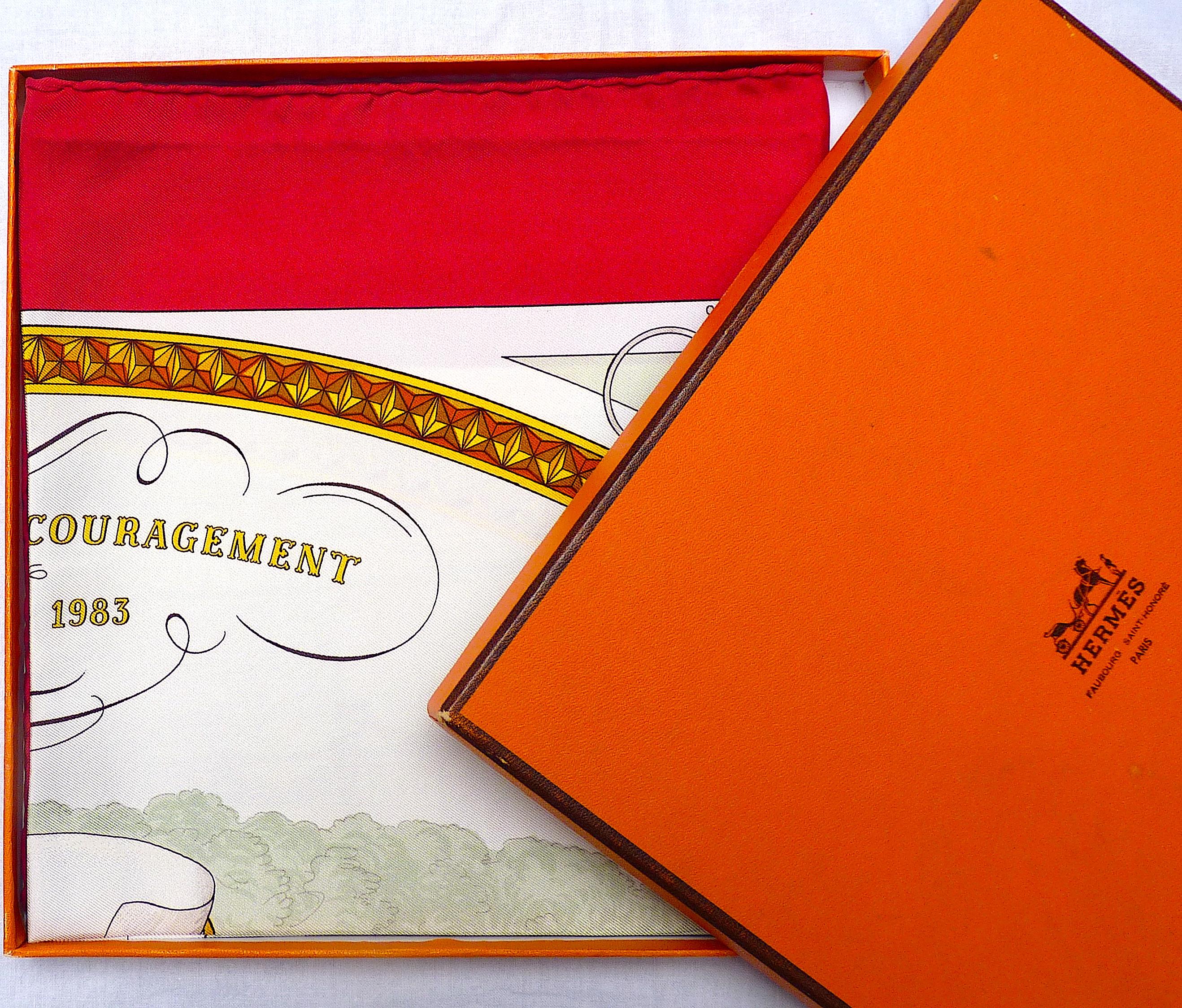 Beige Rare Hermes Scarf Special Edition On Epsom Downs 