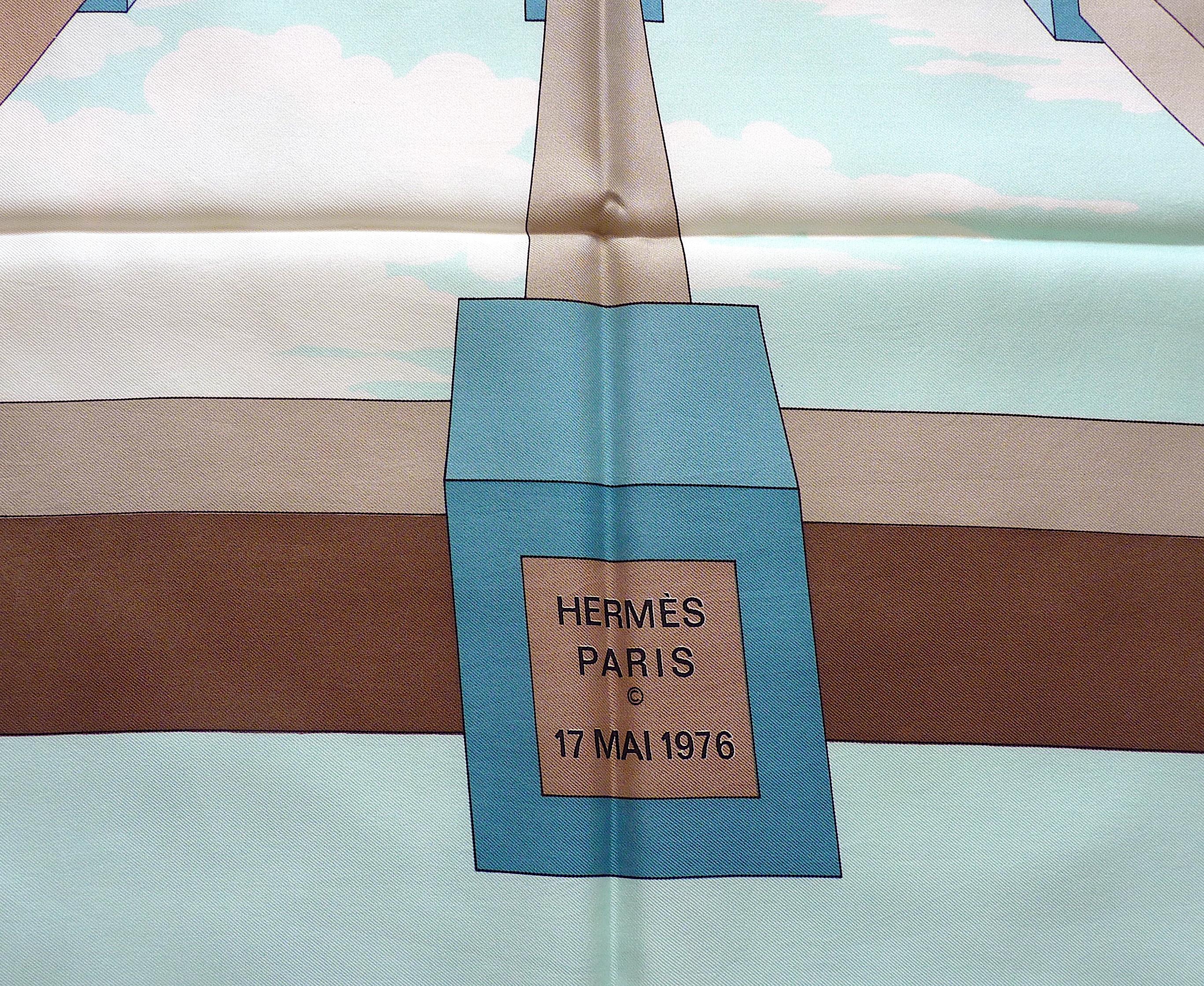 Rare Hermes Scarf Special Edition Perspective for Bicentenary of the USA, 1976 For Sale 2