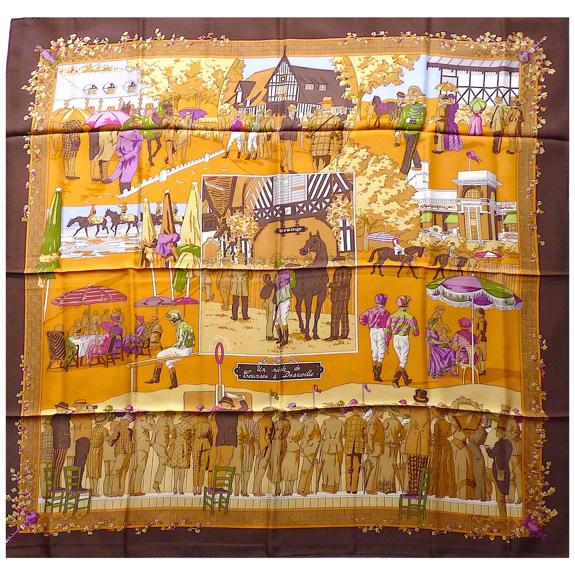 Rare Hermes Scarf Special Edition Un Siècle de Courses à Deauville, 2002