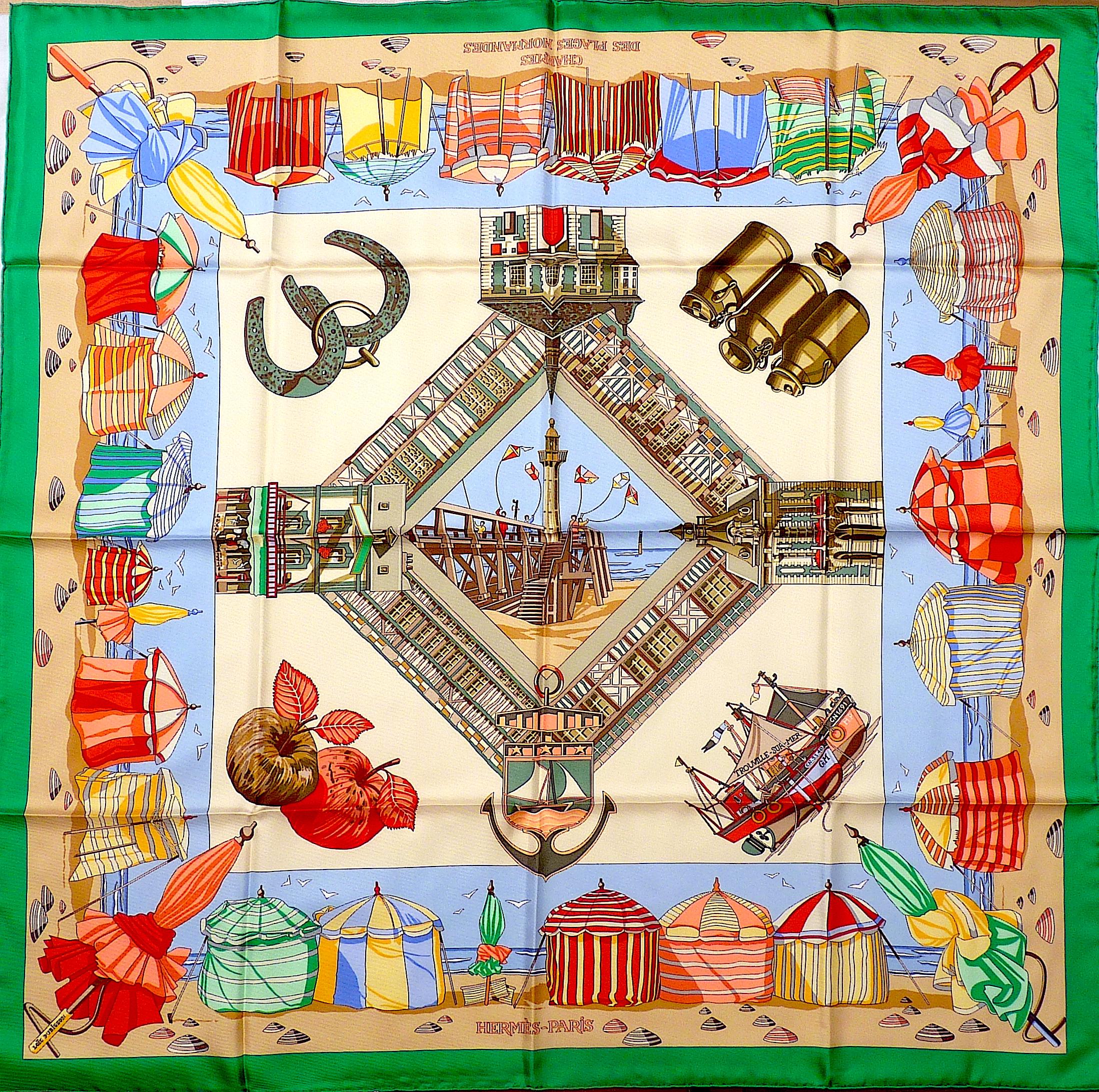 Beige Rare Hermes Scarf w Box 