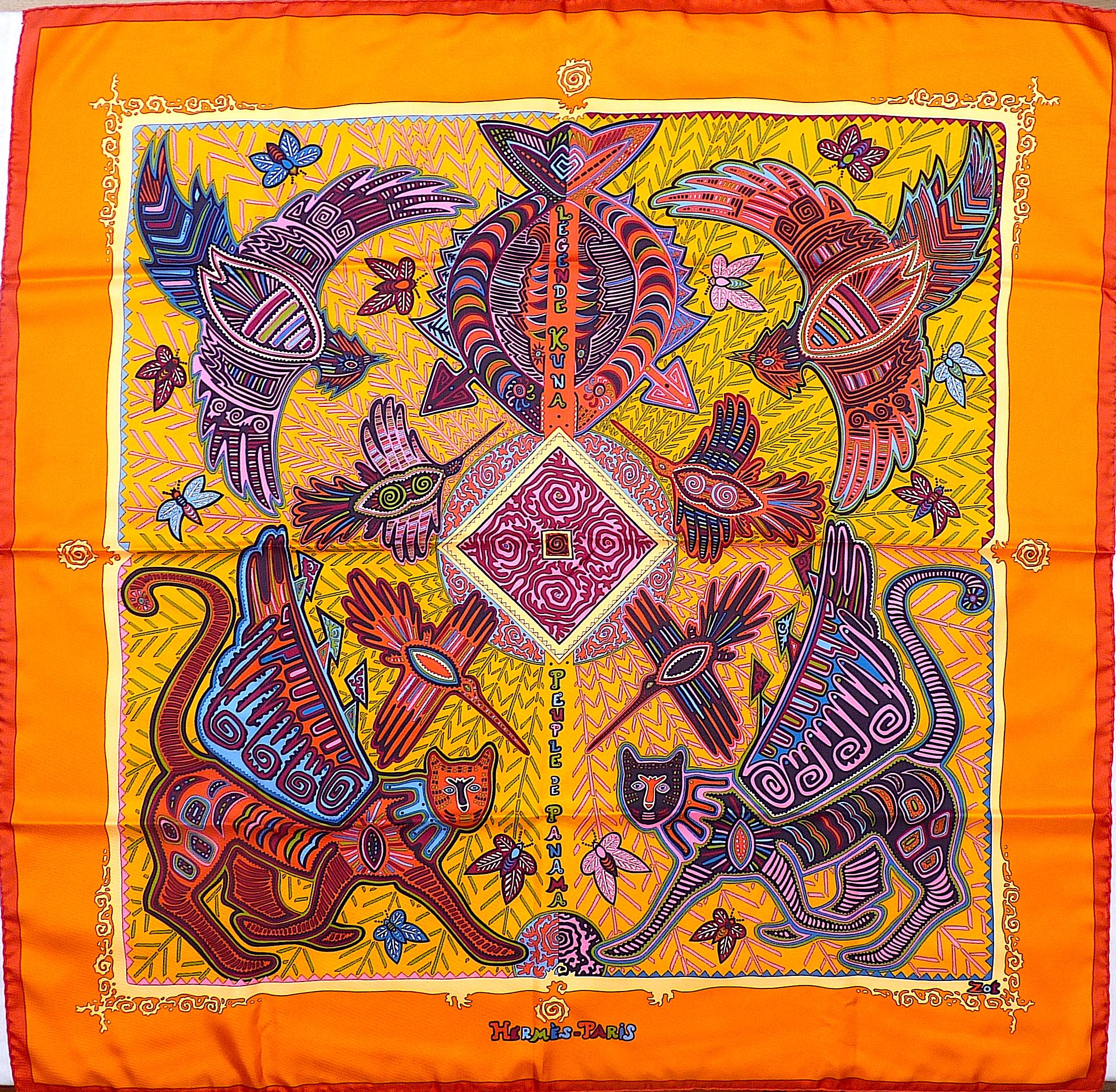 Orange Rare Hermes Scarf w Box 