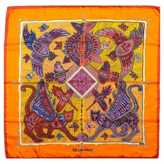 Rare Hermes Scarf w Box "Legende Kuna, Peuple de Panama" by Zoé Pauwells