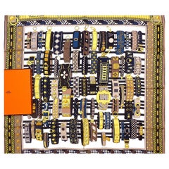 Rare Hermes Scarf with Box "Colliers de Chiens" by Virginie Jamin