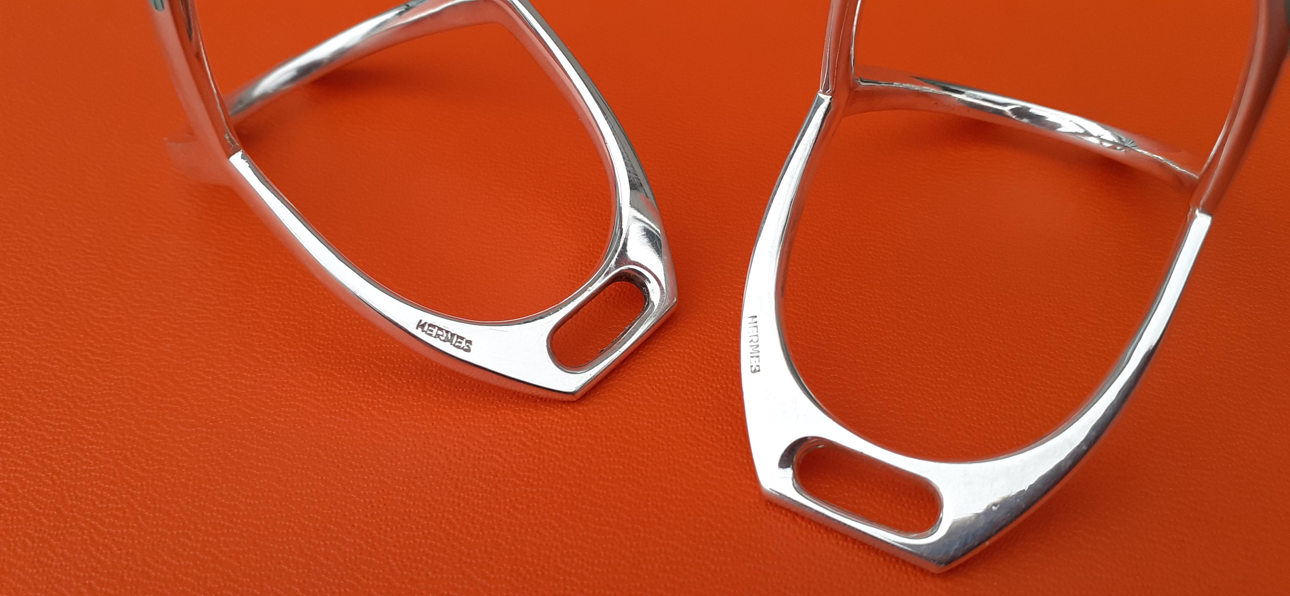 Rare Hermès Set of 2 Napkin Rings Stirrups Shaped in Silver For Sale 10