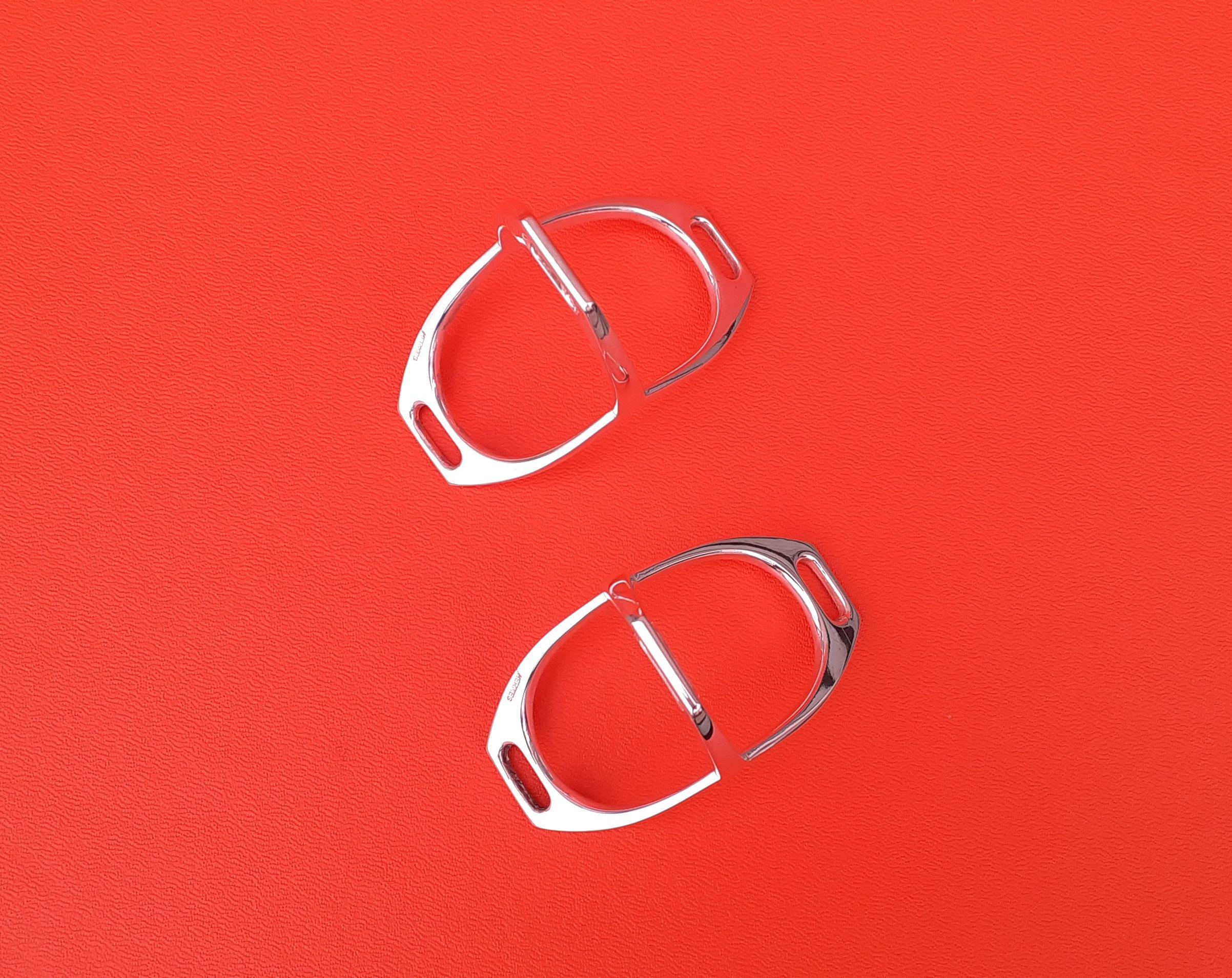 Rare Hermès Set of 2 Napkin Rings Stirrups Shaped in Silver For Sale 4