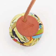 rare HERMES Silk Et Cuir Pompons Bag Charm pompom leather cord handbag charm
