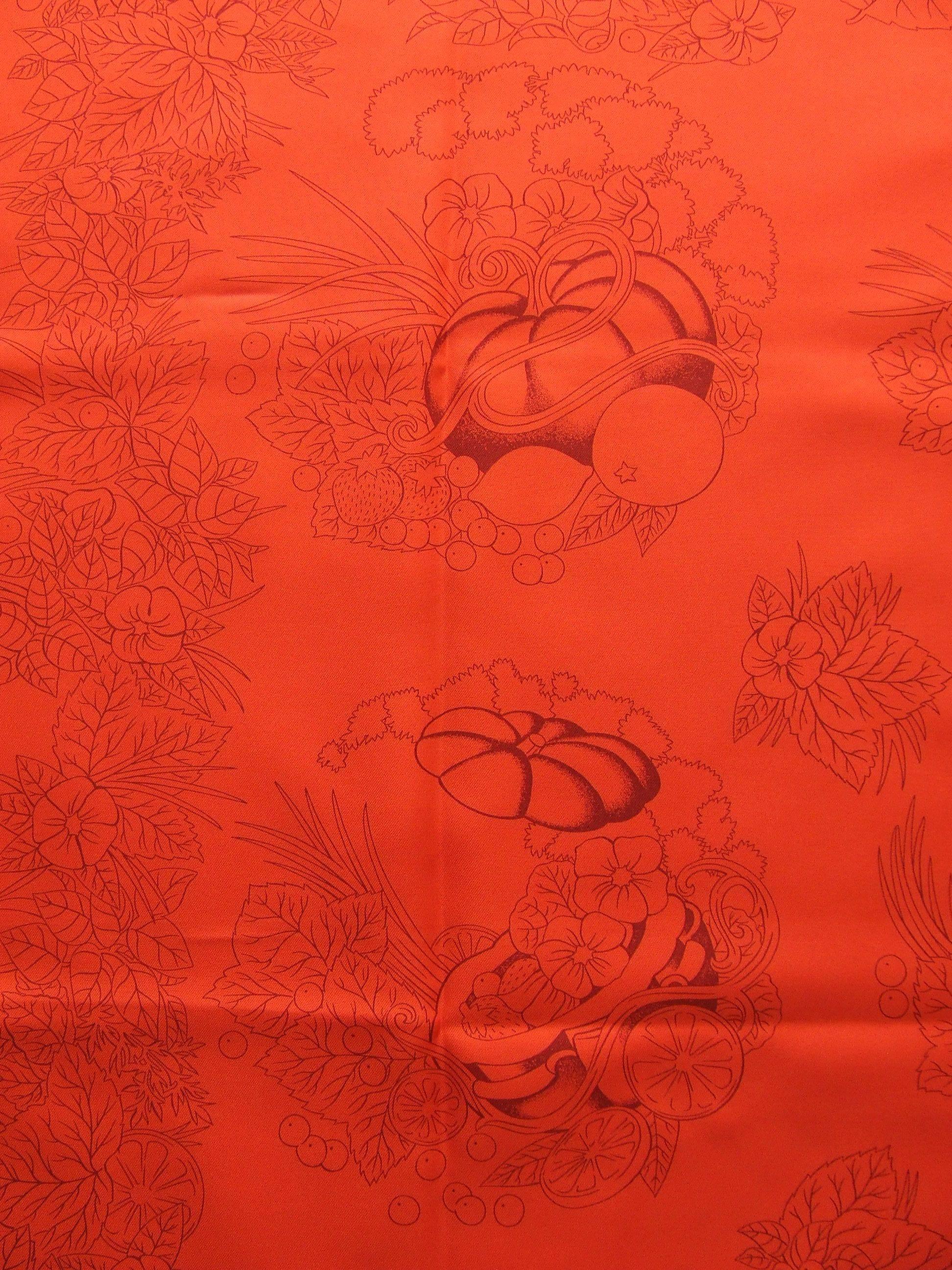 Women's Rare Hermès Silk Scarf De La Citrouille A La Caleche Sophie Koechlin Orange 90cm For Sale