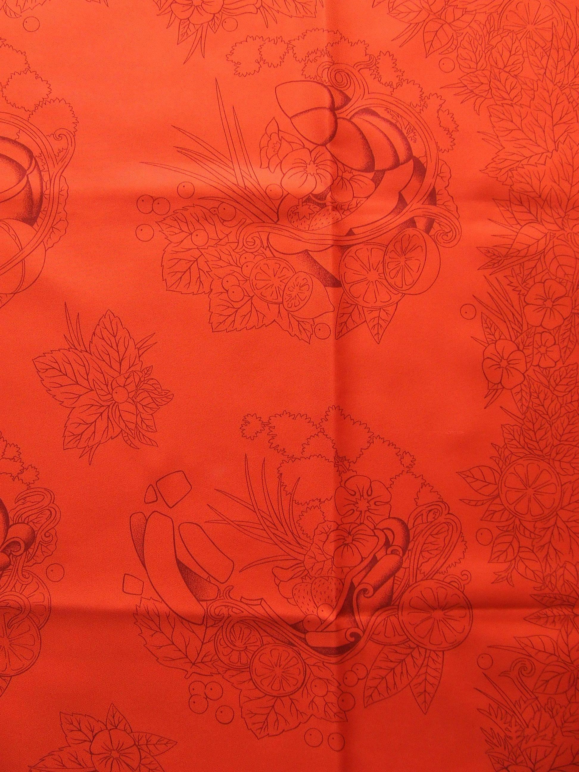 Rare Hermès Silk Scarf De La Citrouille A La Caleche Sophie Koechlin Orange 90cm For Sale 2