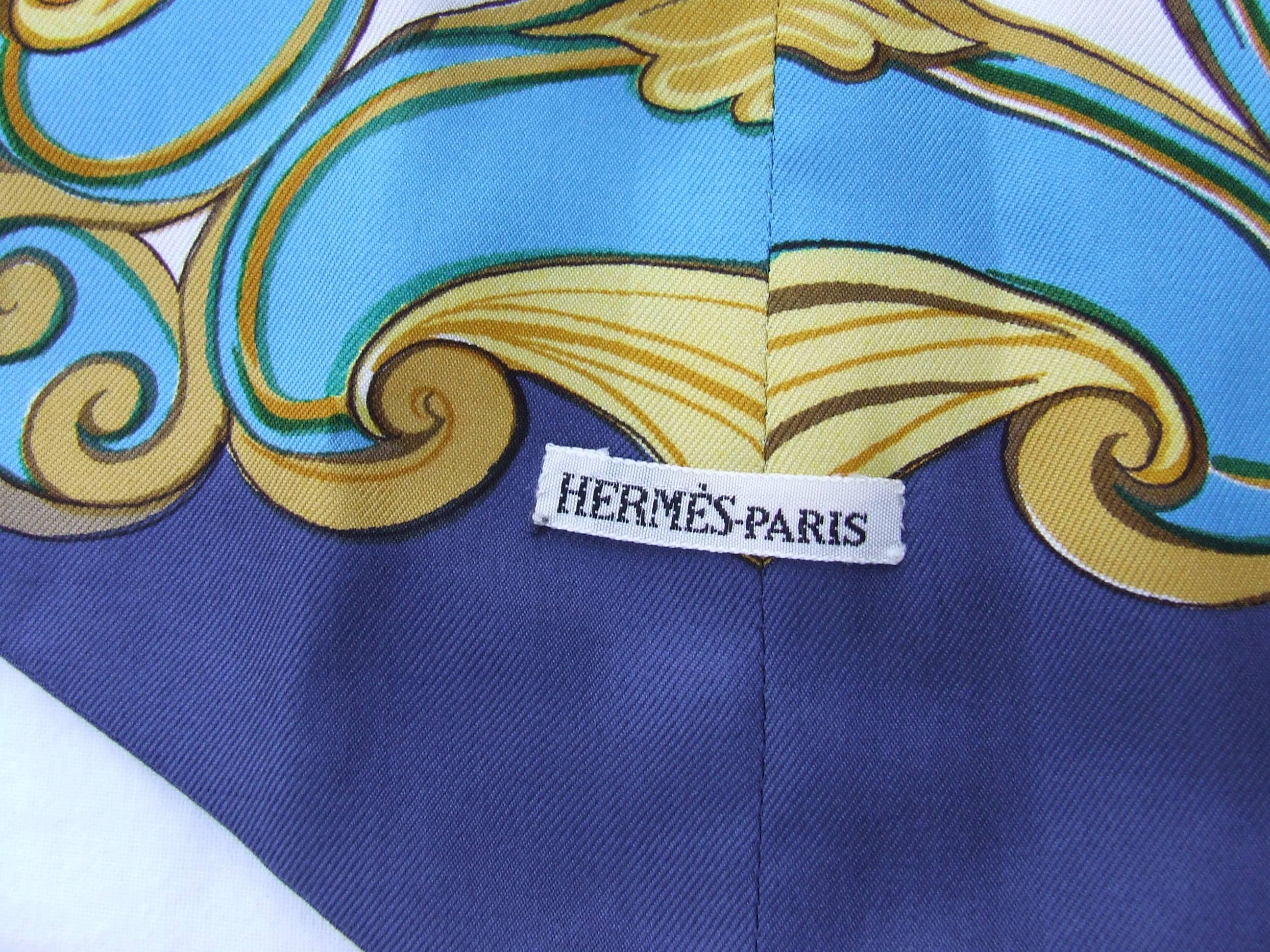 Rare Hermès Silk Scarf Lavalliere Ascot Tie Flowers Ingrid Lenke Szechenzyl en vente 3