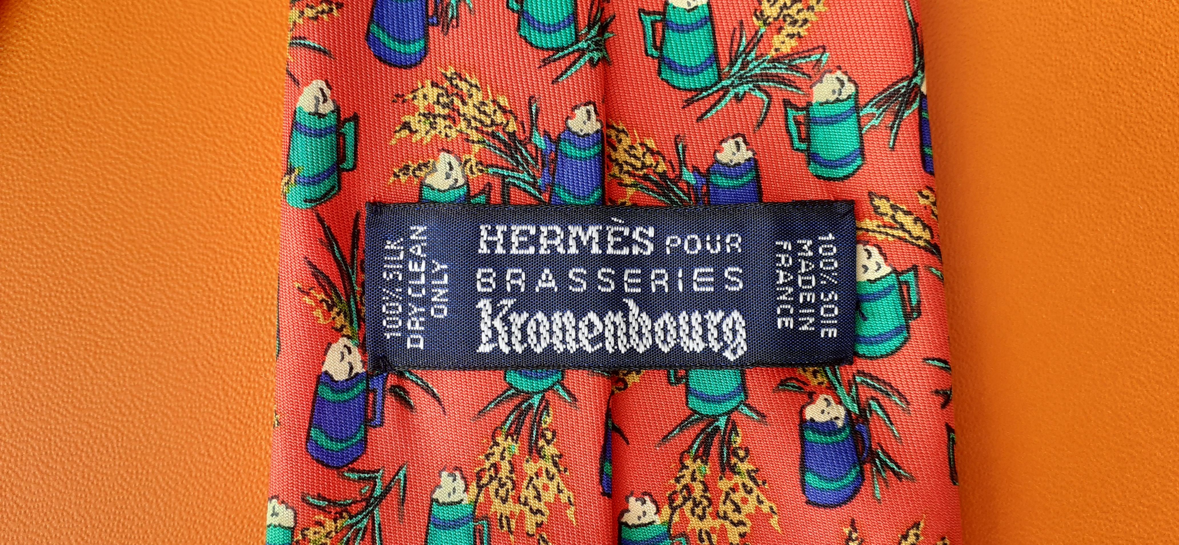  Rare cravate en soie Hermès pour le motif des chopes de bière de la brasserie Kronenbourg BNIB Pour hommes 
