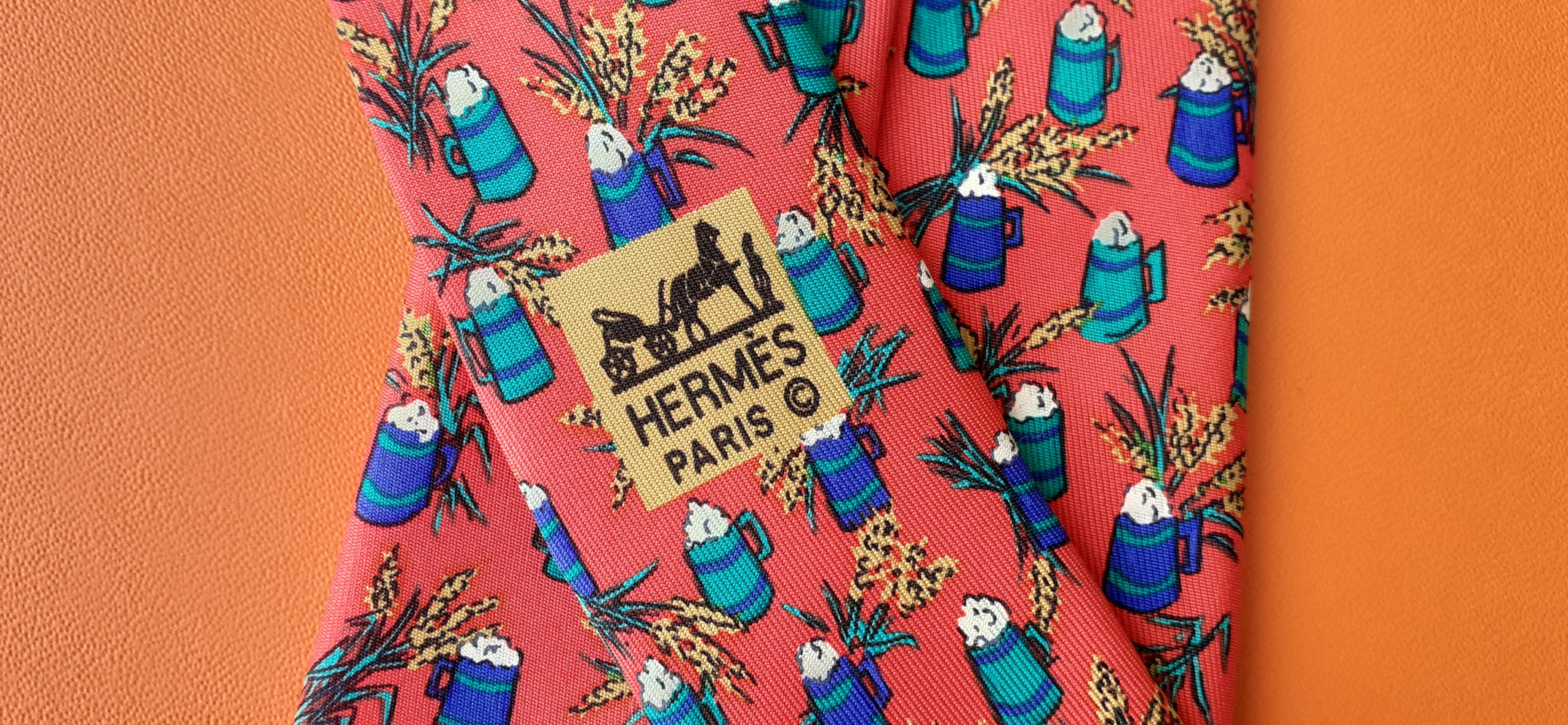 Men's Rare Hermès Silk Tie for Kronenbourg Breweries Beer Mugs Pattern BNIB