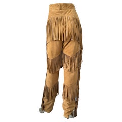 Rare Hermes Suede Leather Fringe Pants