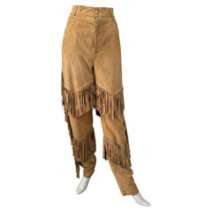 Rare Hermes Suede Leather Fringe Pants