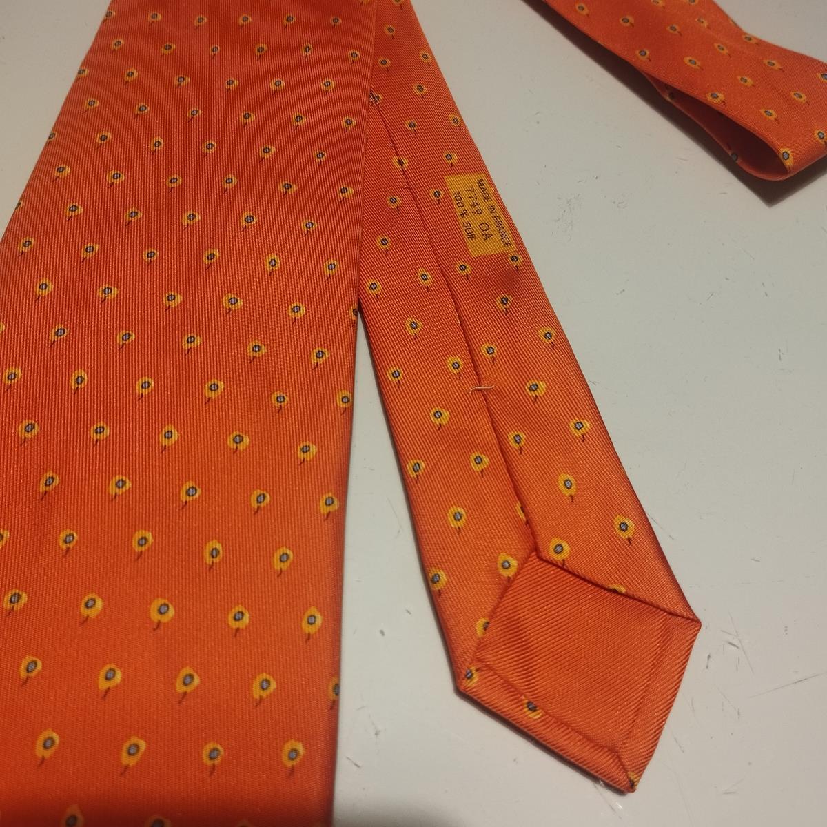 Red Rare Hermès Sunflowers Tie For Sale