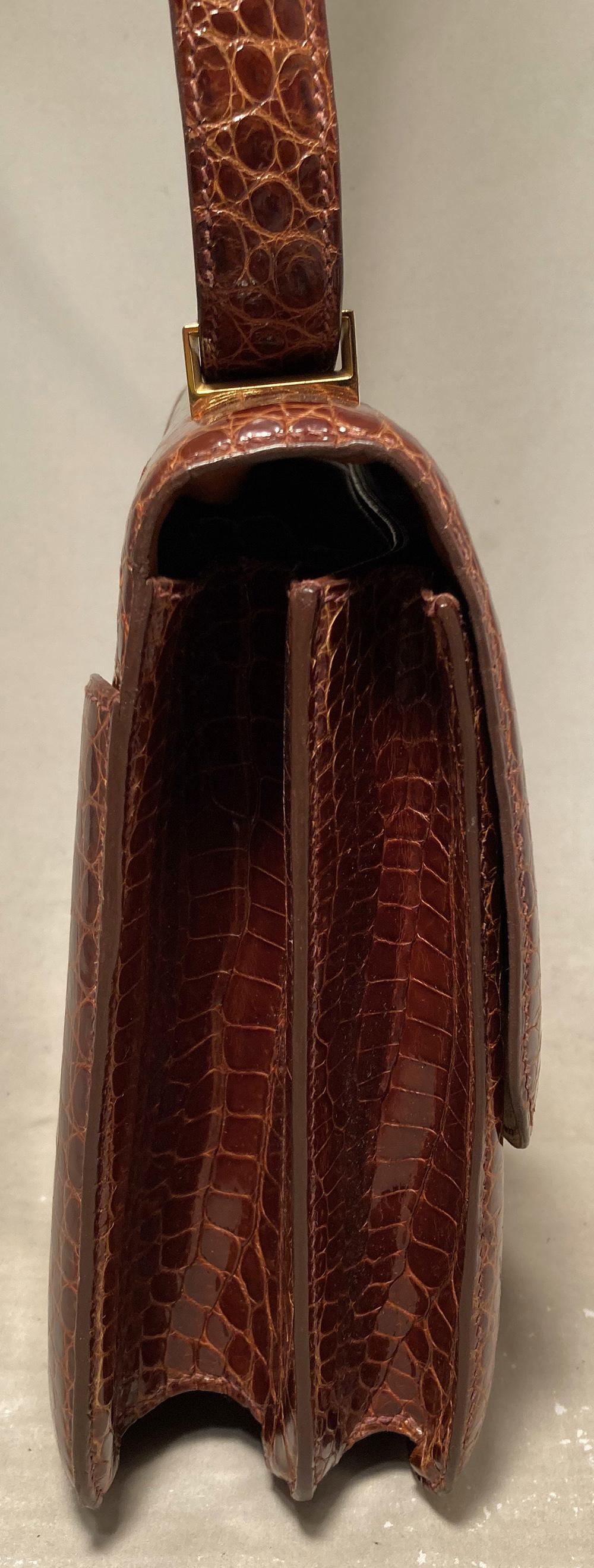 RARE Hermes Brown Crocodile Constance Bag In Excellent Condition In Philadelphia, PA