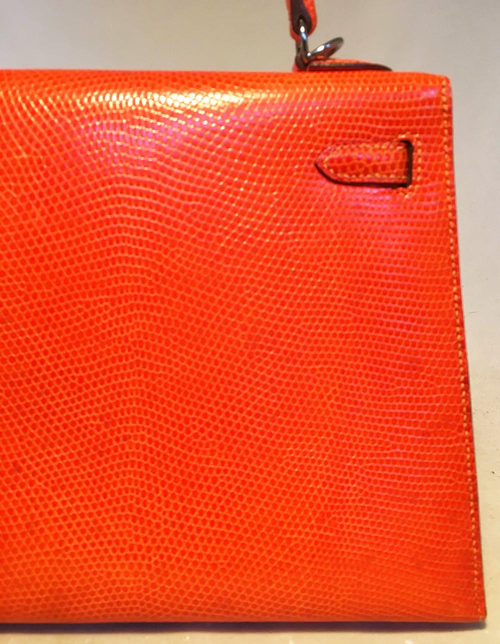 RARE Hermes Tangerine Orange Glänzend Niloticus Eidechse Leder Kelly 25cm Sellier im Angebot 10