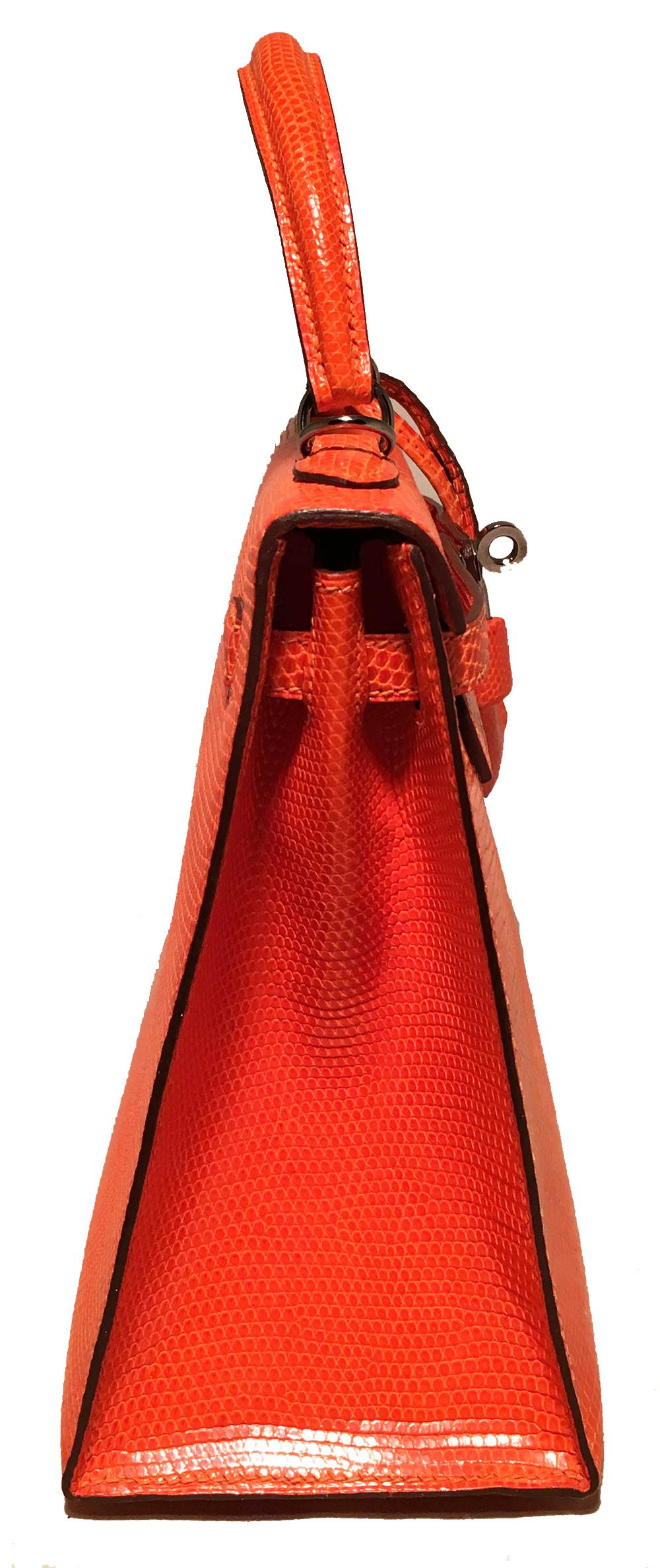 RARE Hermes Tangerine Orange Glänzend Niloticus Eidechse Leder Kelly 25cm Sellier Damen im Angebot