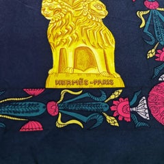 Rare Hermès "Torana" by Annie Faivre 1988 Silk Carré Scarf 90 cm, Made in France