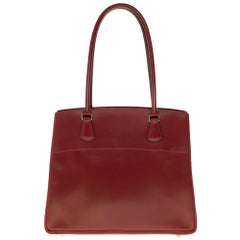 Rare Hermès Tote bag in burgundy box calfskin