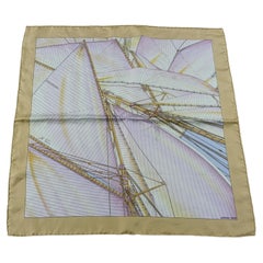 Rare Hermès "Vent Portant II (détail)" by Yannick Manier Silk Gavroche Scarf 45