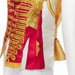 rare HERMES Vintage Hussard Tromp Loeil rouge boutons or gilet FR40 L