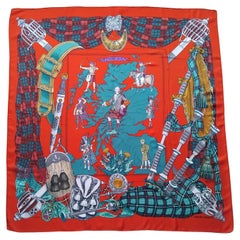 Rare Hermès Antique Silk Scarf Scotland Red Green Philippe Ledoux 35'