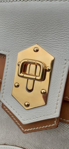 Rare Hermès Vintage Sumac Travel Riding or Picnic Bag Canvas Leather 50 cm