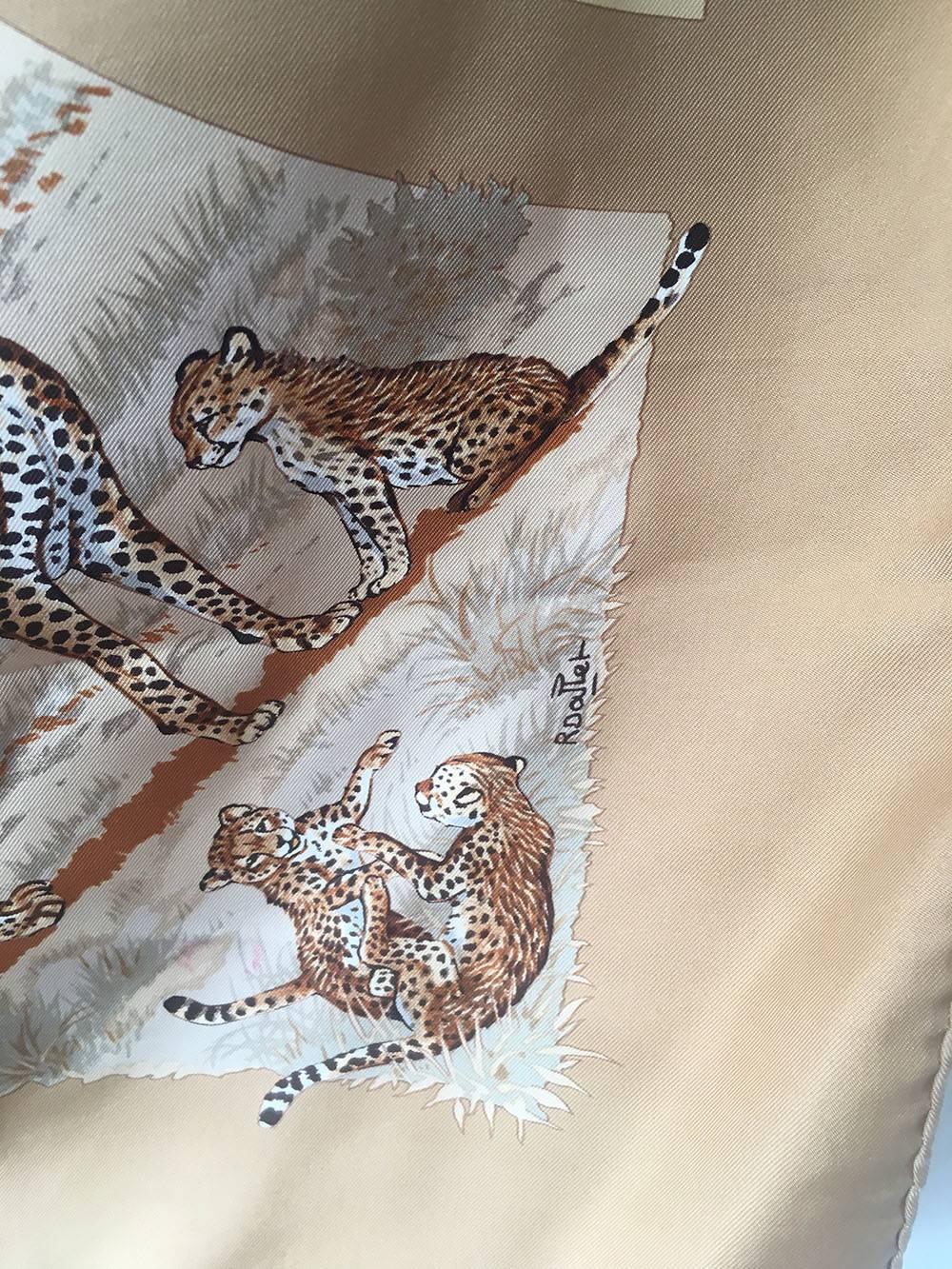 da uomo o donna RARO Foulard di seta Tanzanie di Hermes vintage in tan c1970s