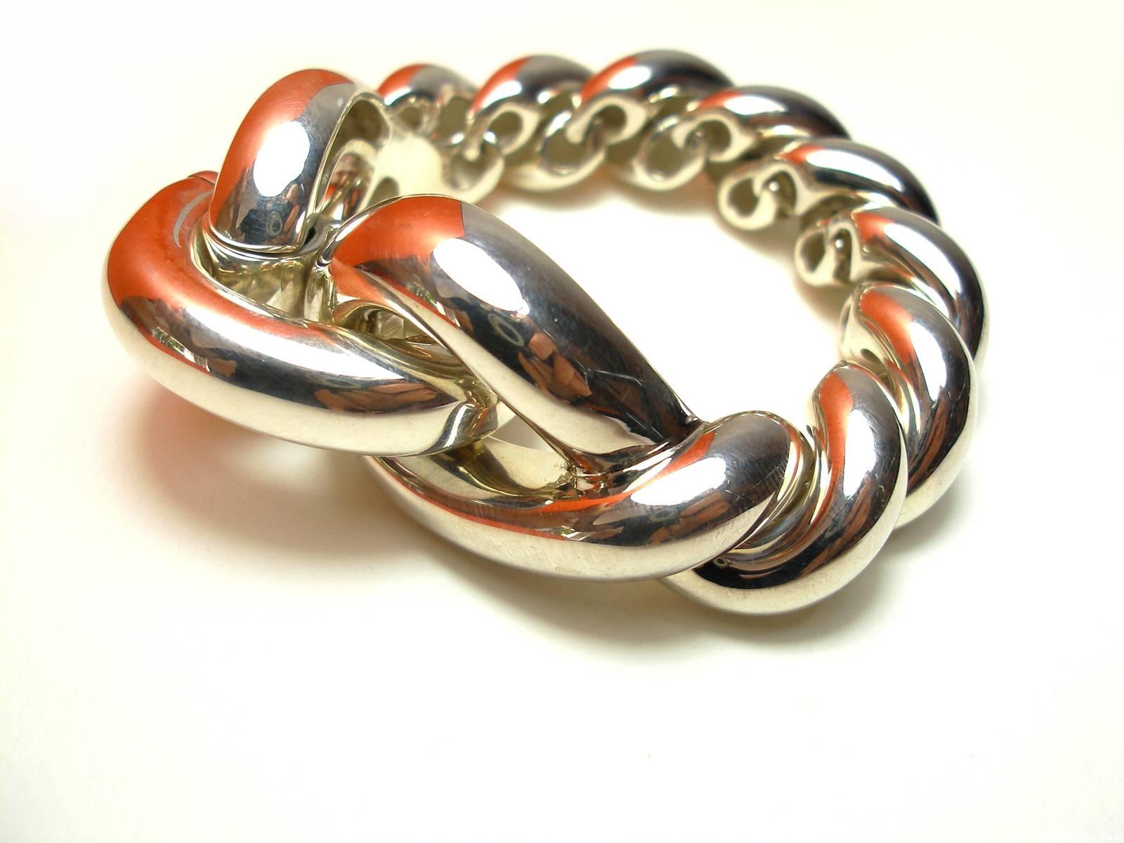 RARE Hermès Vintage Torsade Géant TGM Bracelet  in Silver 925 