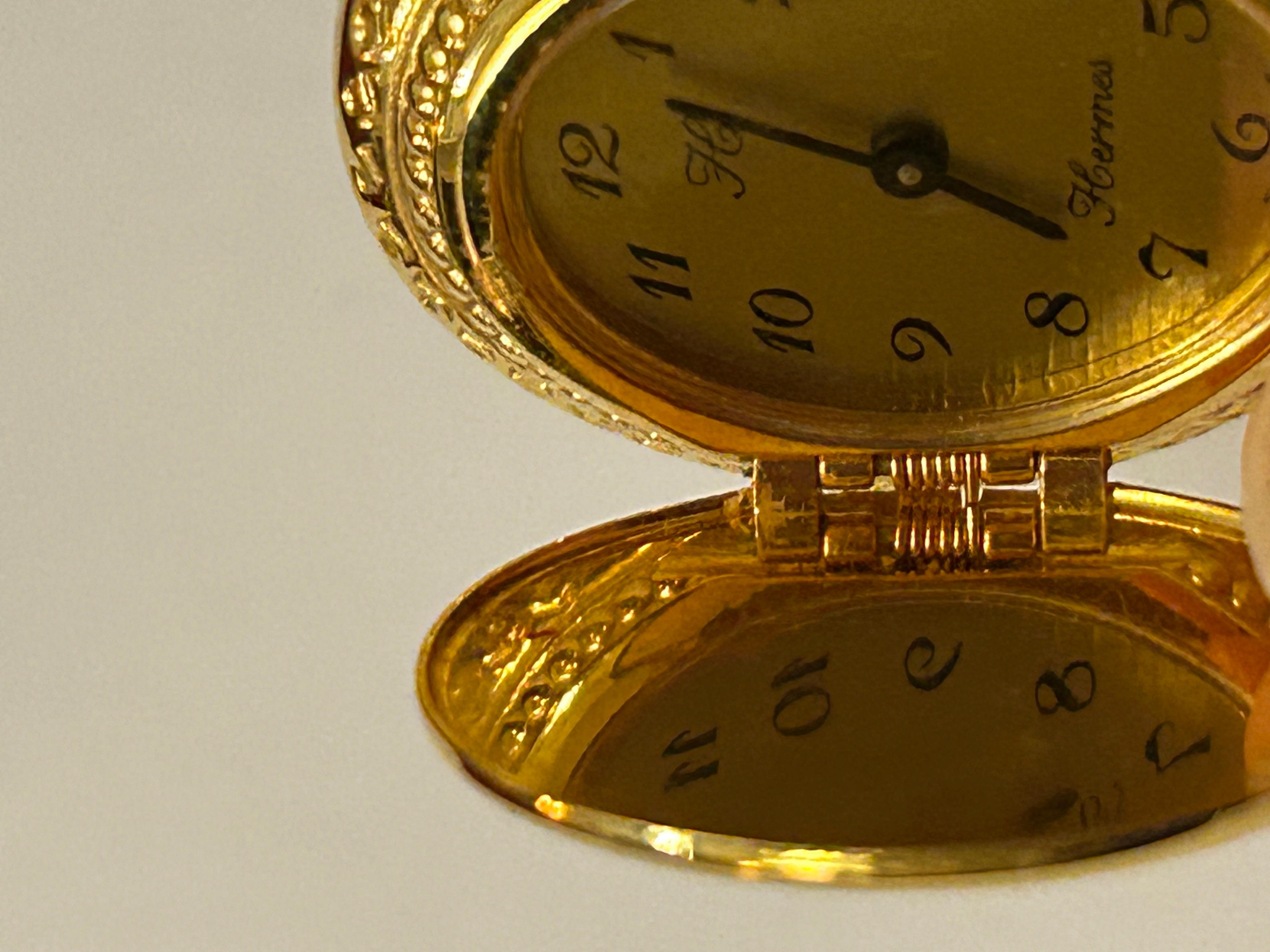 Rare Hermes Vintage Uhr Emaille Handaufzug  im Angebot 6