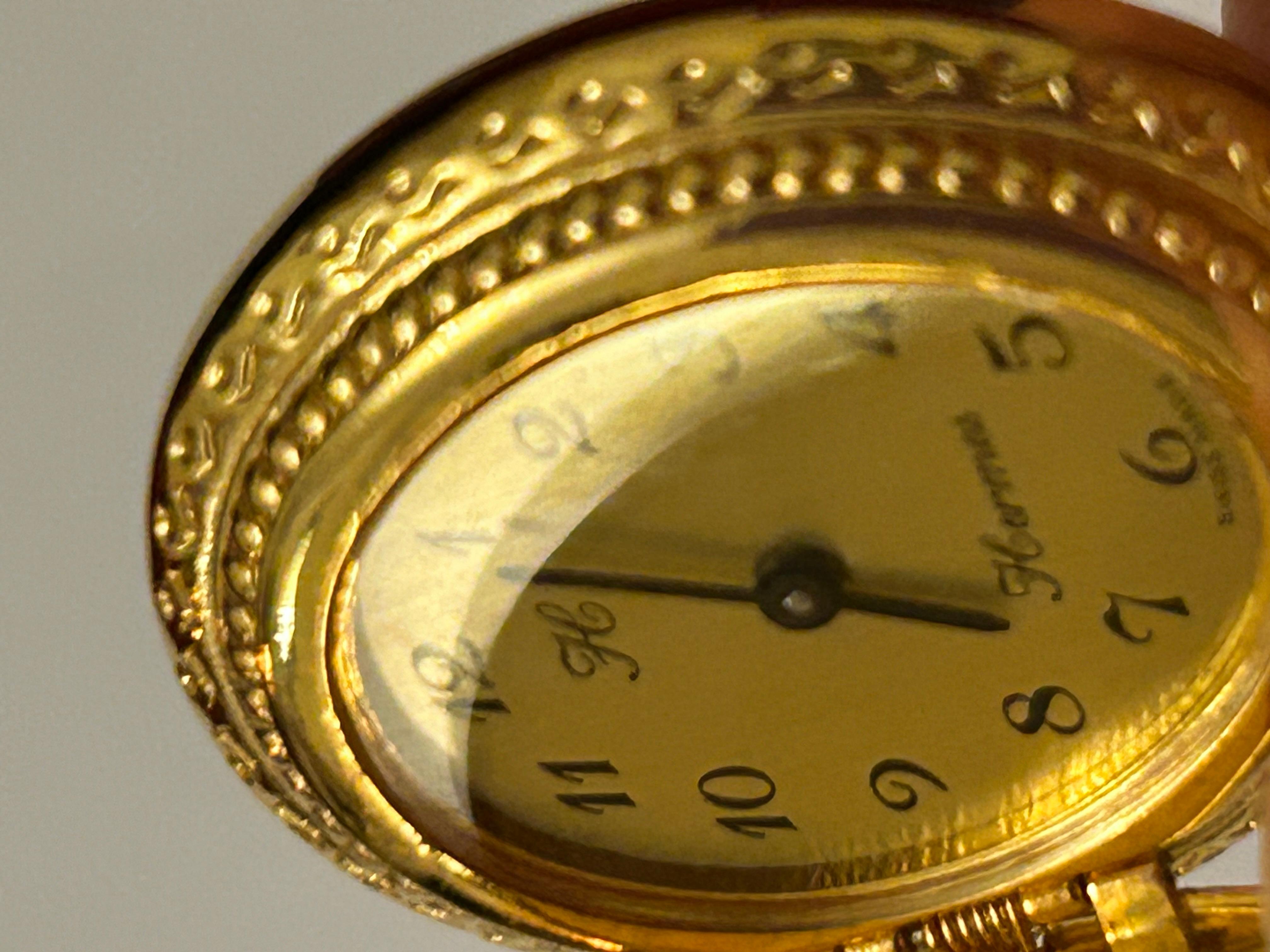 Rare Hermes Vintage Uhr Emaille Handaufzug  im Angebot 8