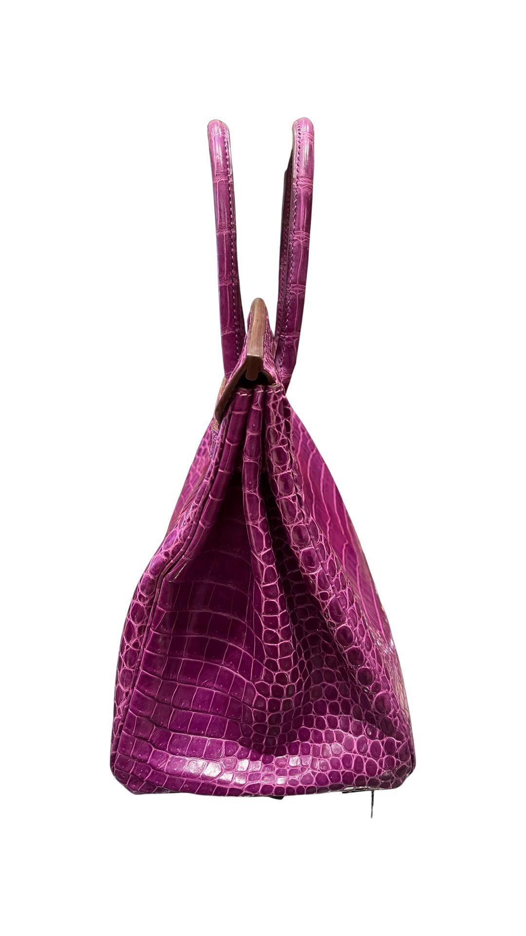 Modern Rare Hermés Violet Porosus Birkin Bag