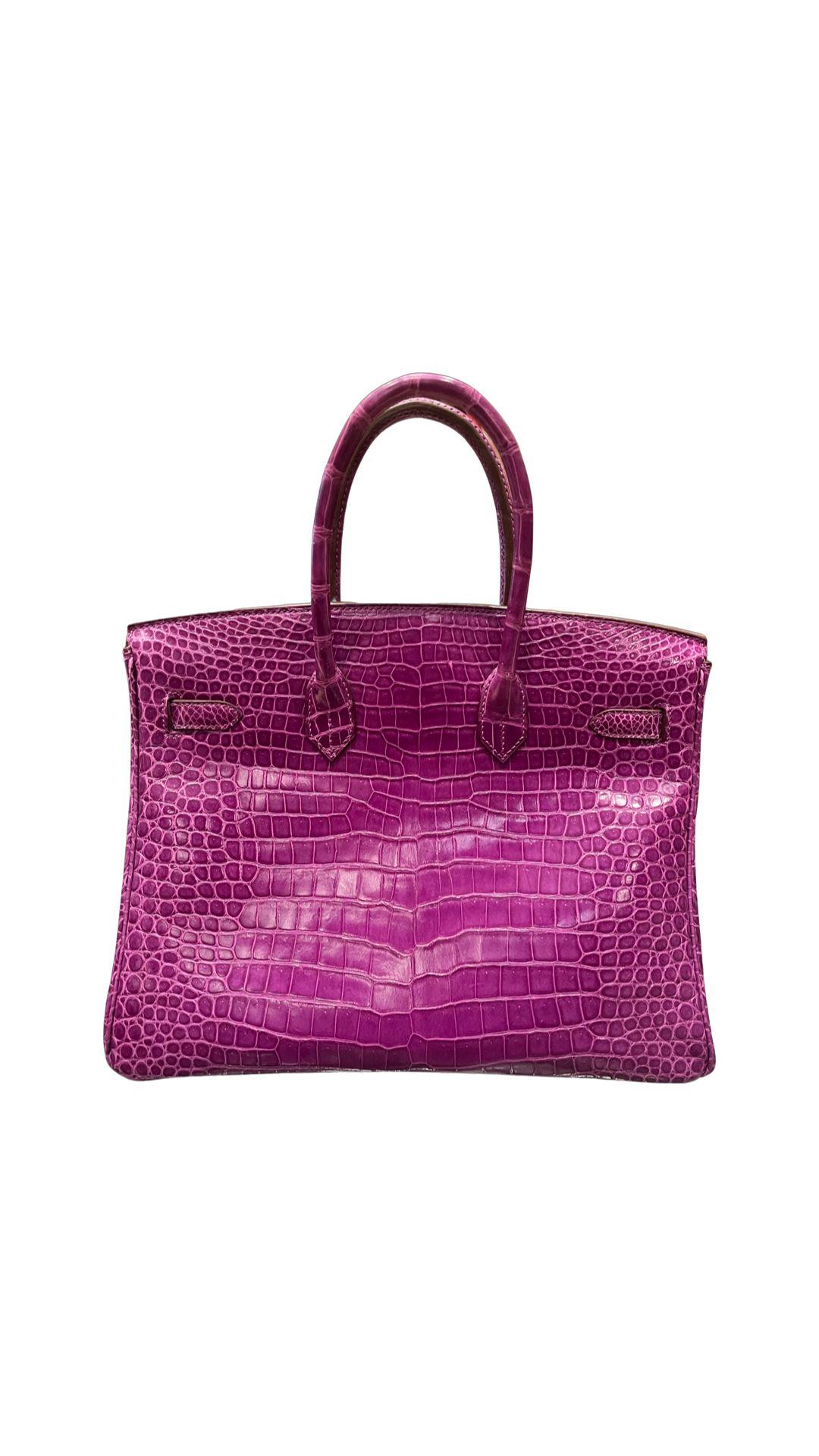 Rare Hermés Violet Porosus Birkin Bag In Excellent Condition In Miami, FL
