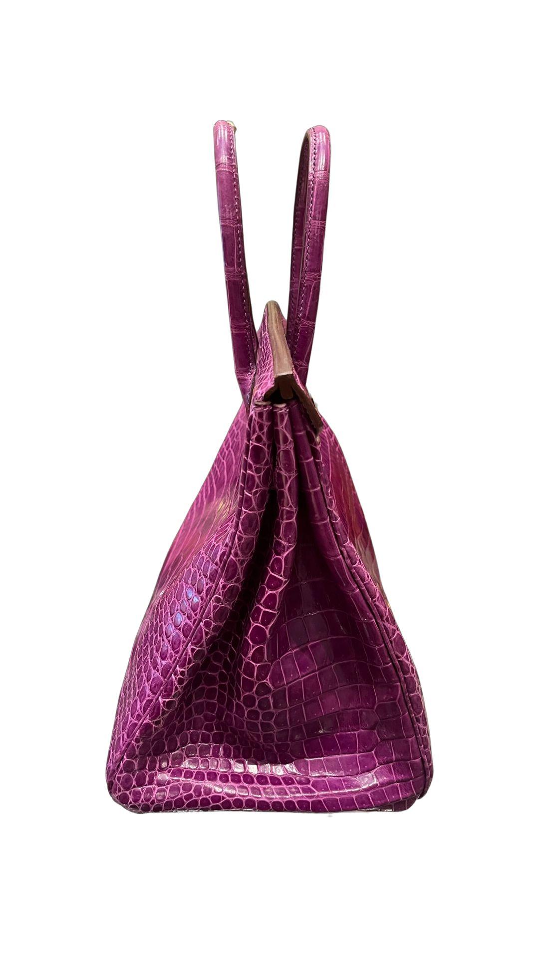 Women's or Men's Rare Hermés Violet Porosus Birkin Bag