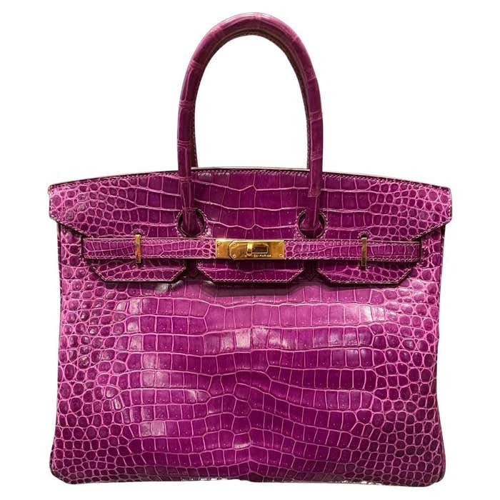 Rare Hermés Violet Porosus Birkin Bag For Sale at 1stDibs | birkin ...